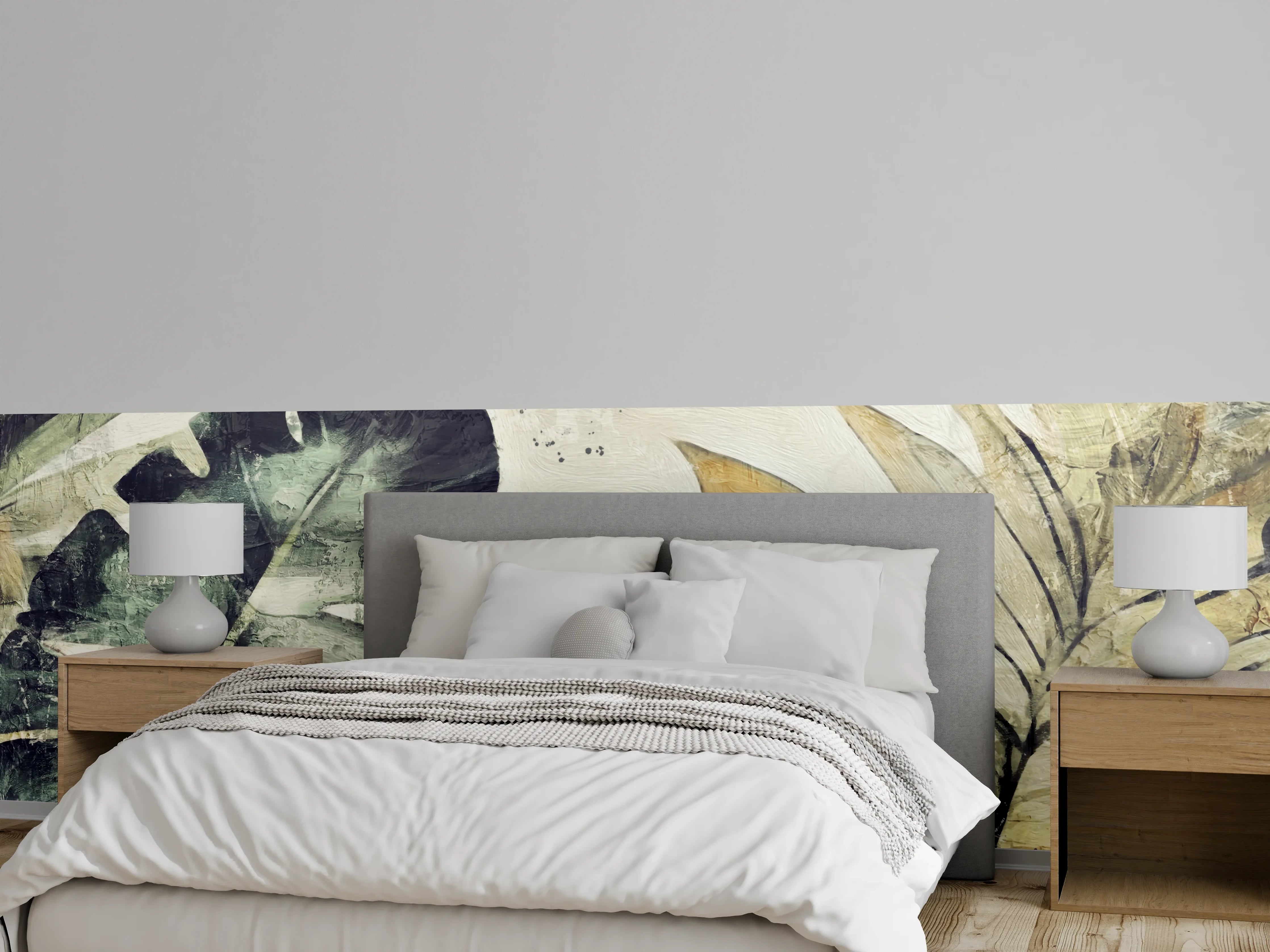 Wandverkleidung Schlafzimmer - Botanisches Dschungel Aquarell Design
