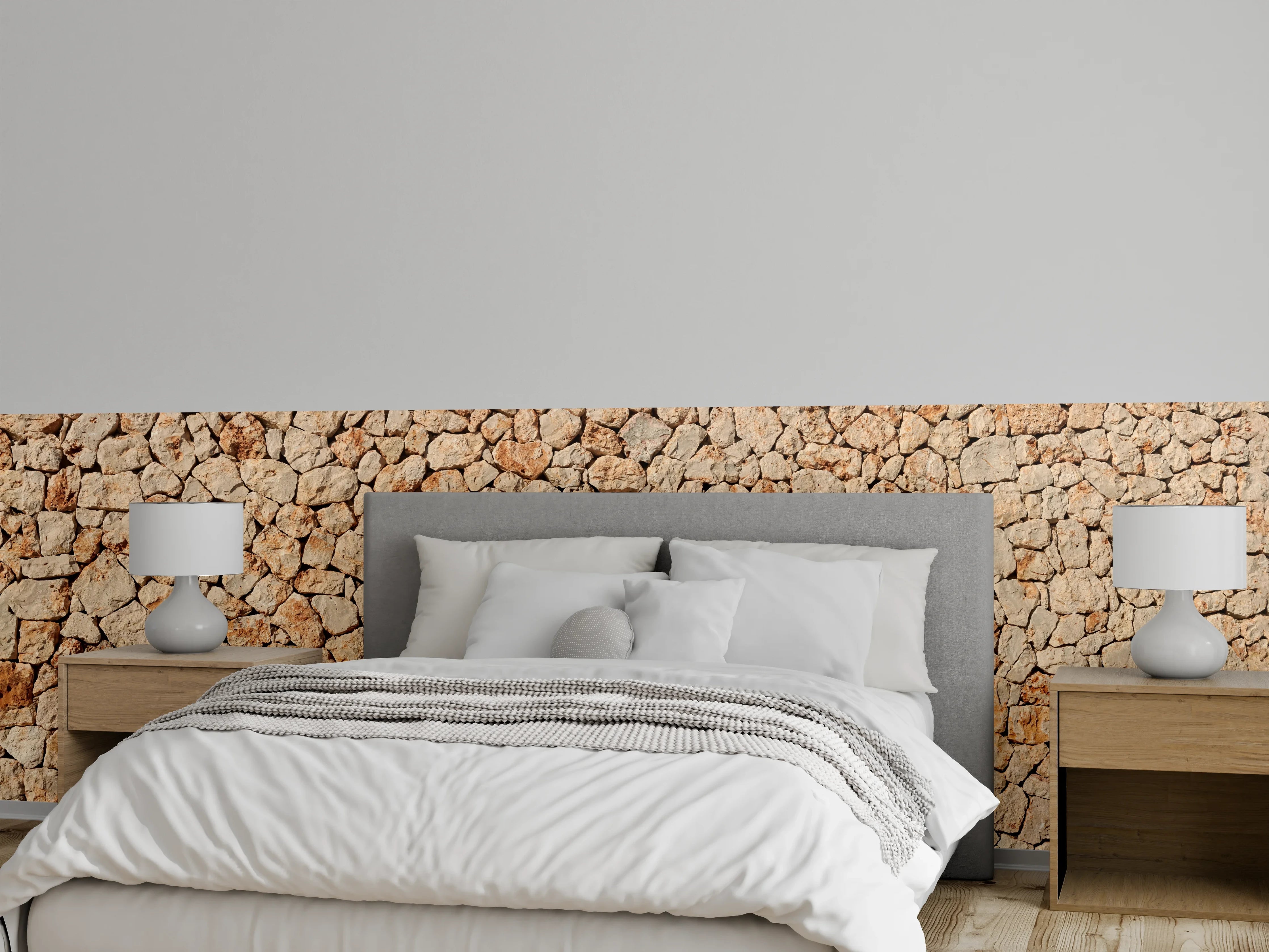 Wandverkleidung Schlafzimmer - Bräunliche Panorama-Textur Steinmauer