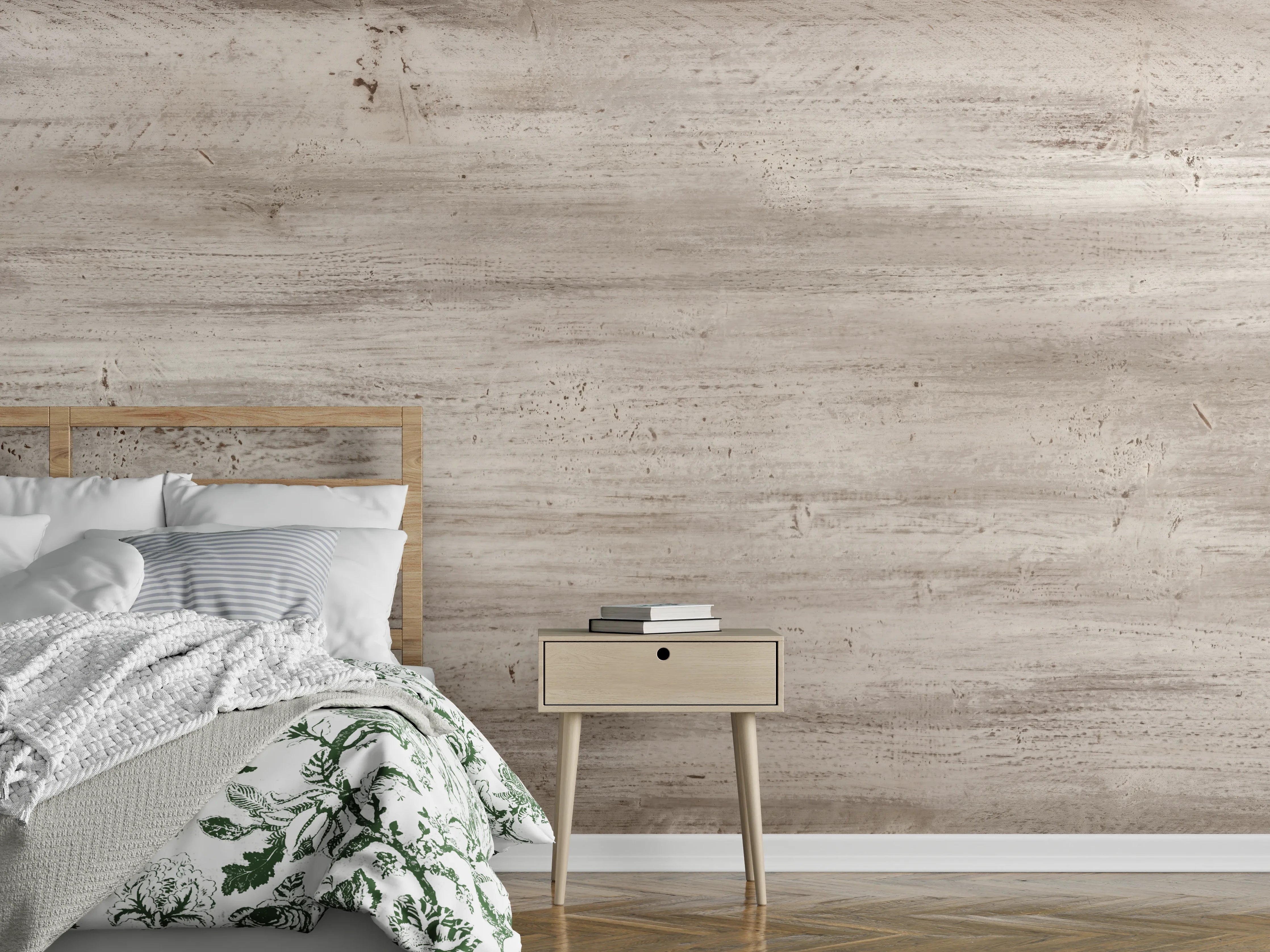 Wandverkleidung Schlafzimmer - Bräunliche alte Holztextur