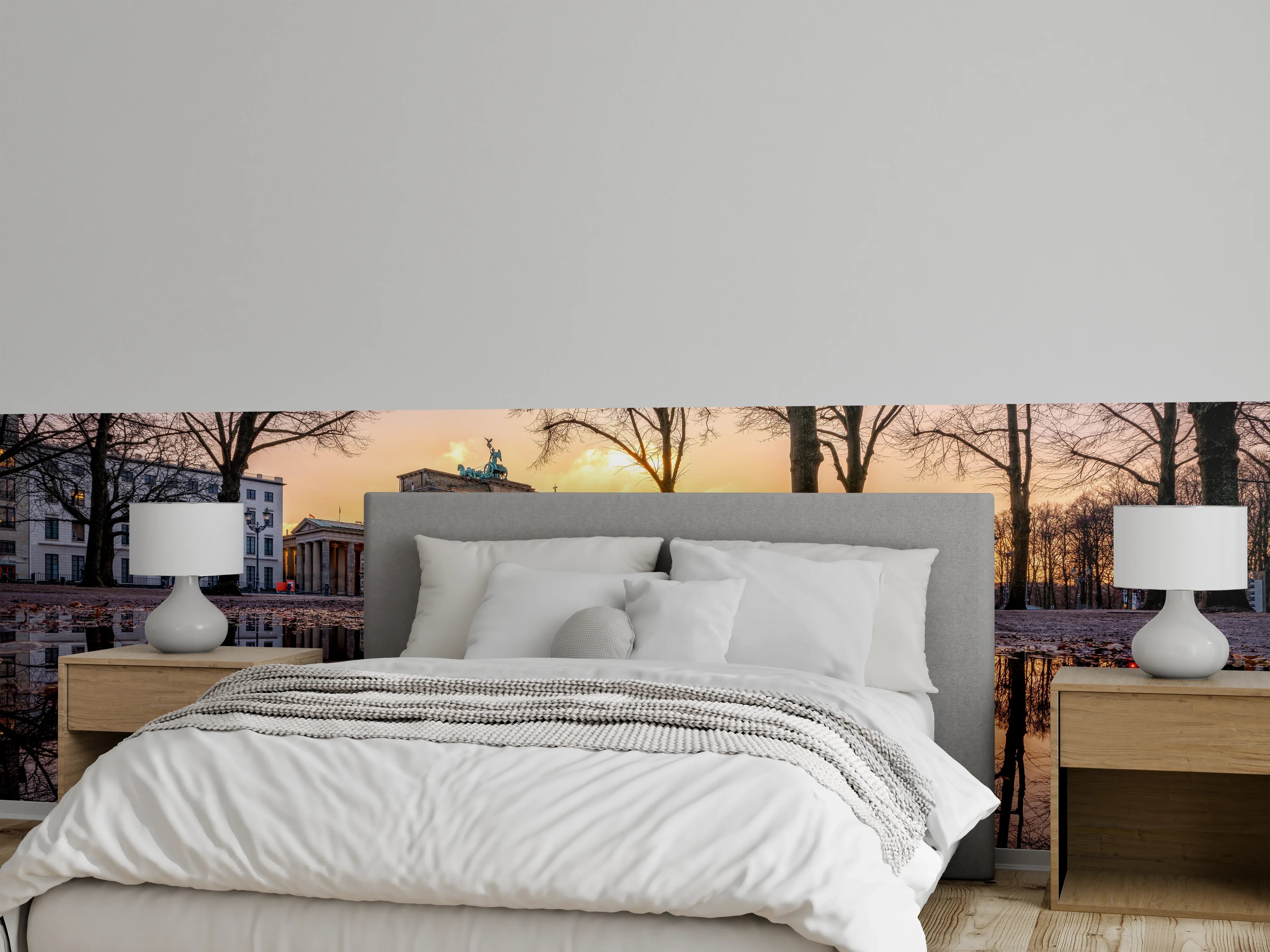 Wandverkleidung Schlafzimmer - Brandenburger Tor Sonnenaufgang Spiegelung