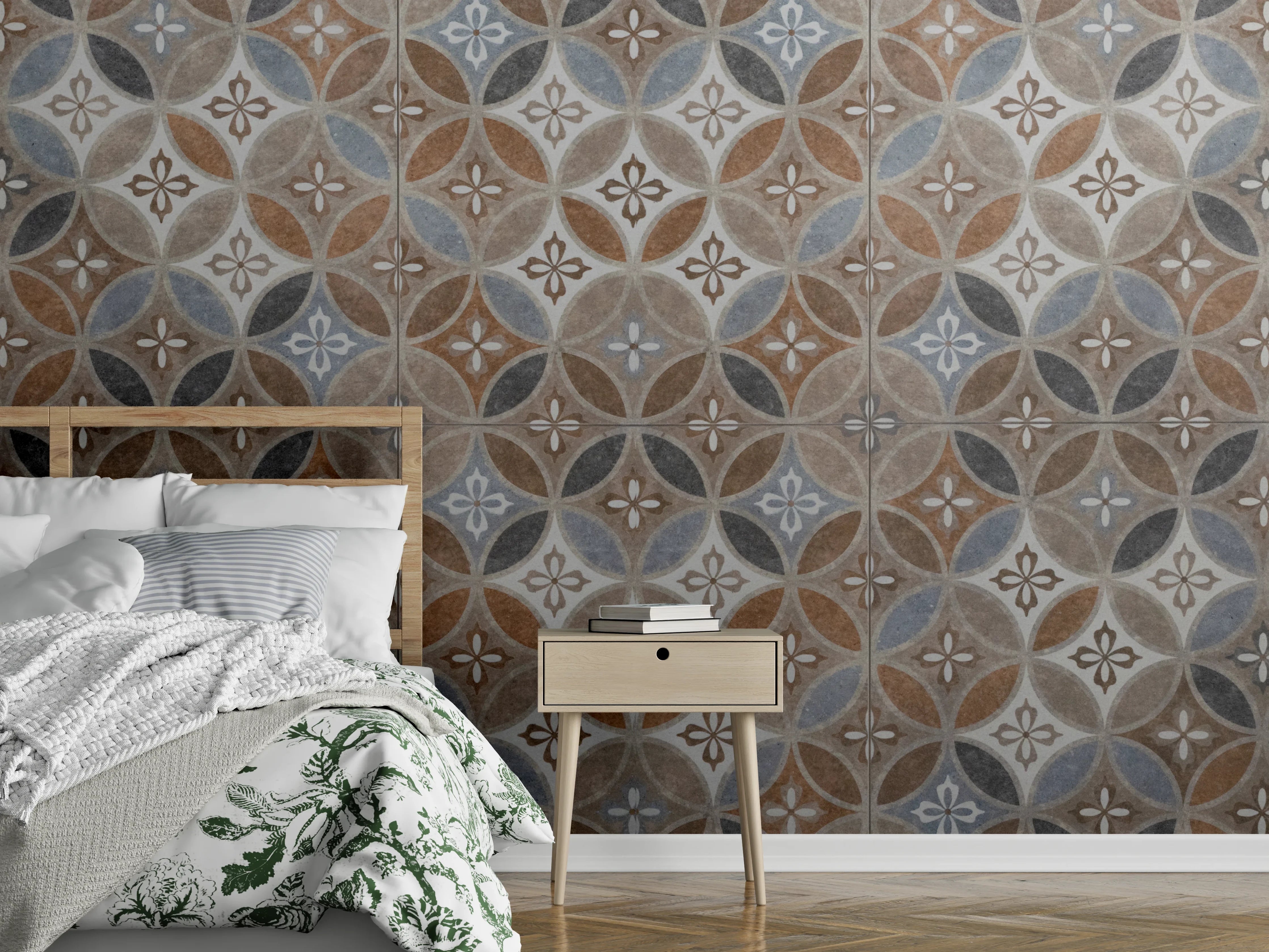 Wandverkleidung Schlafzimmer - Braun-Beiges Vintage Mosaik