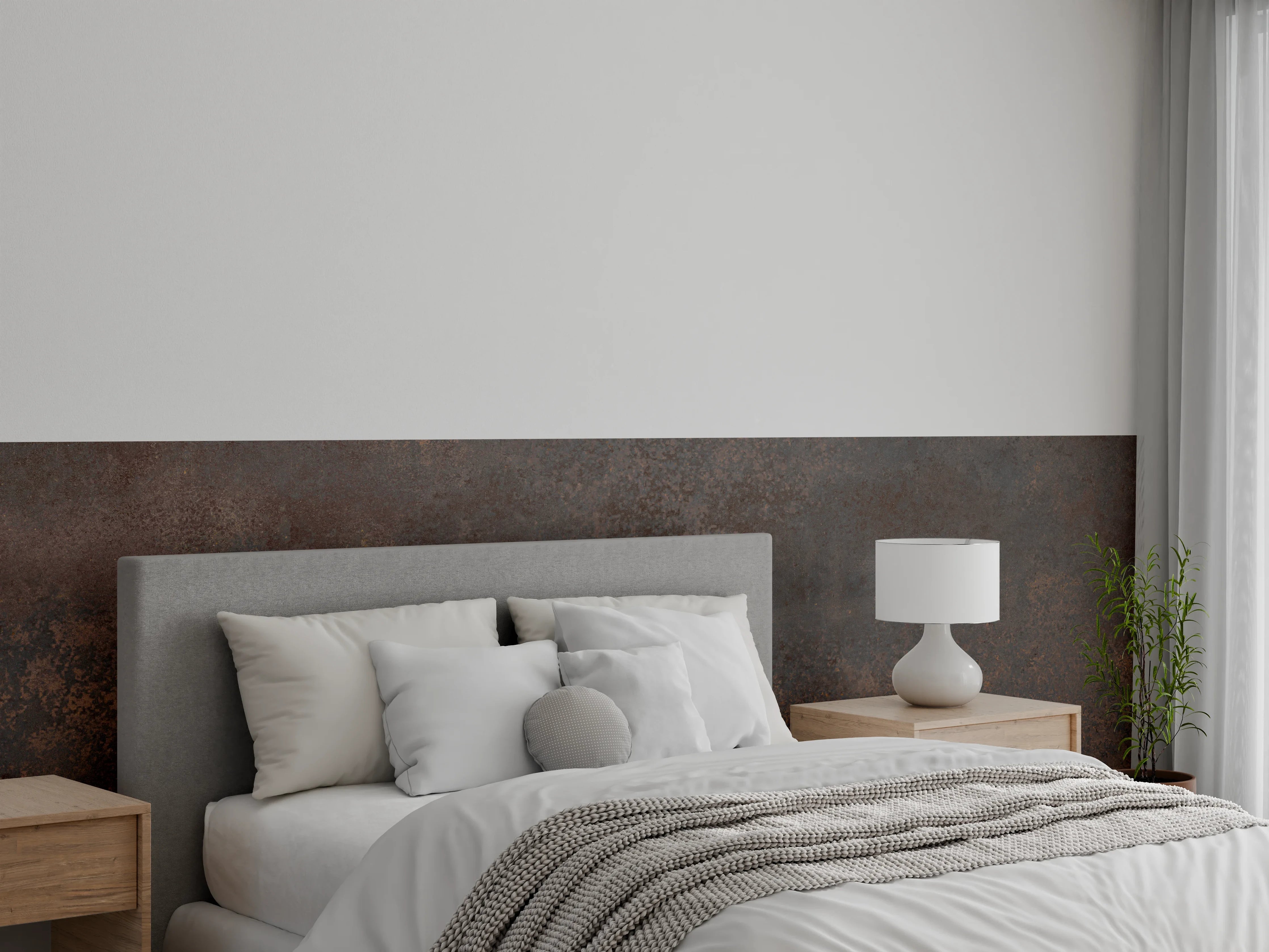 Wandverkleidung Schlafzimmer - Braun-Grauer Zement