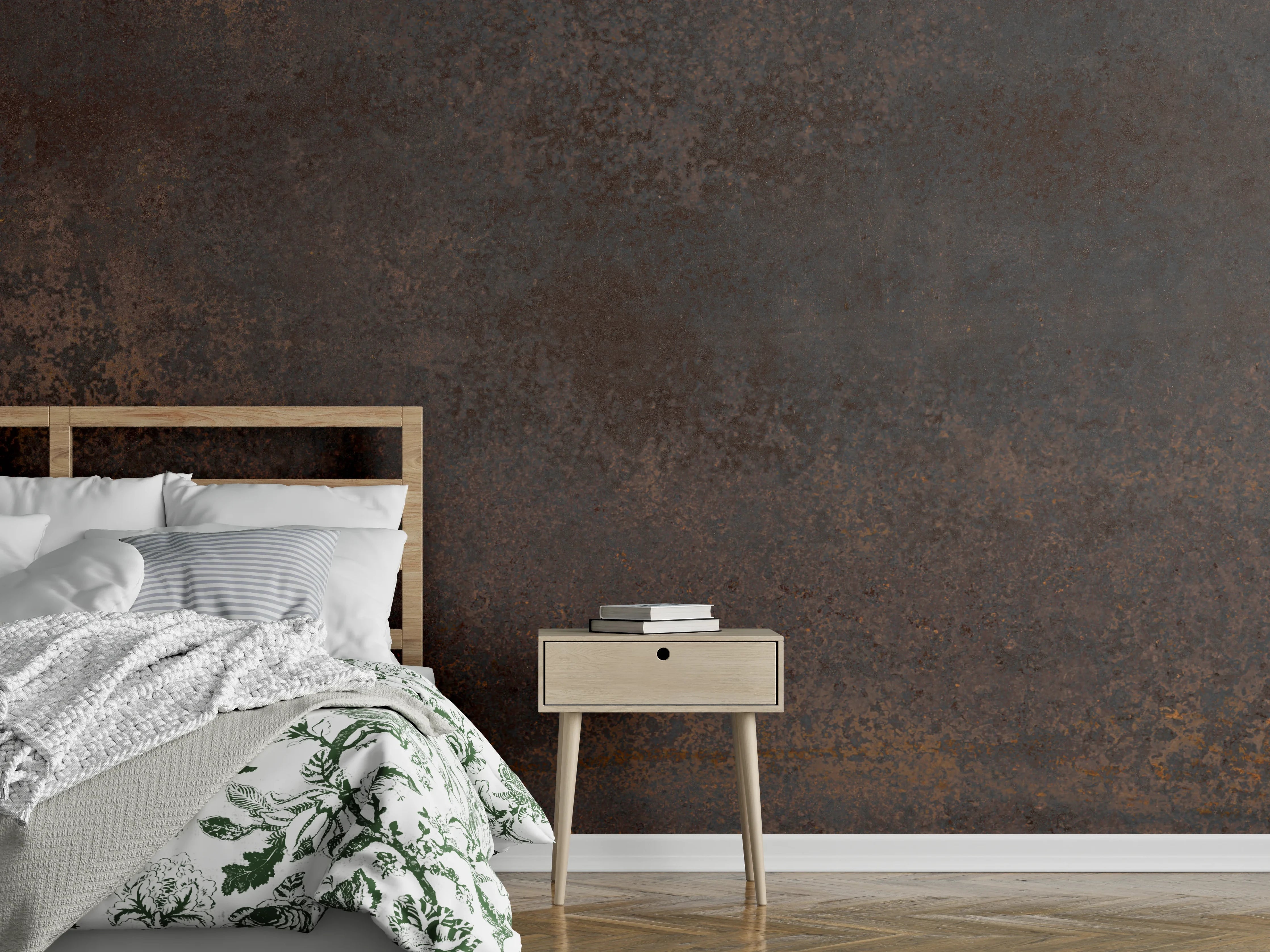 Wandverkleidung Schlafzimmer - Braun-Grauer Zement