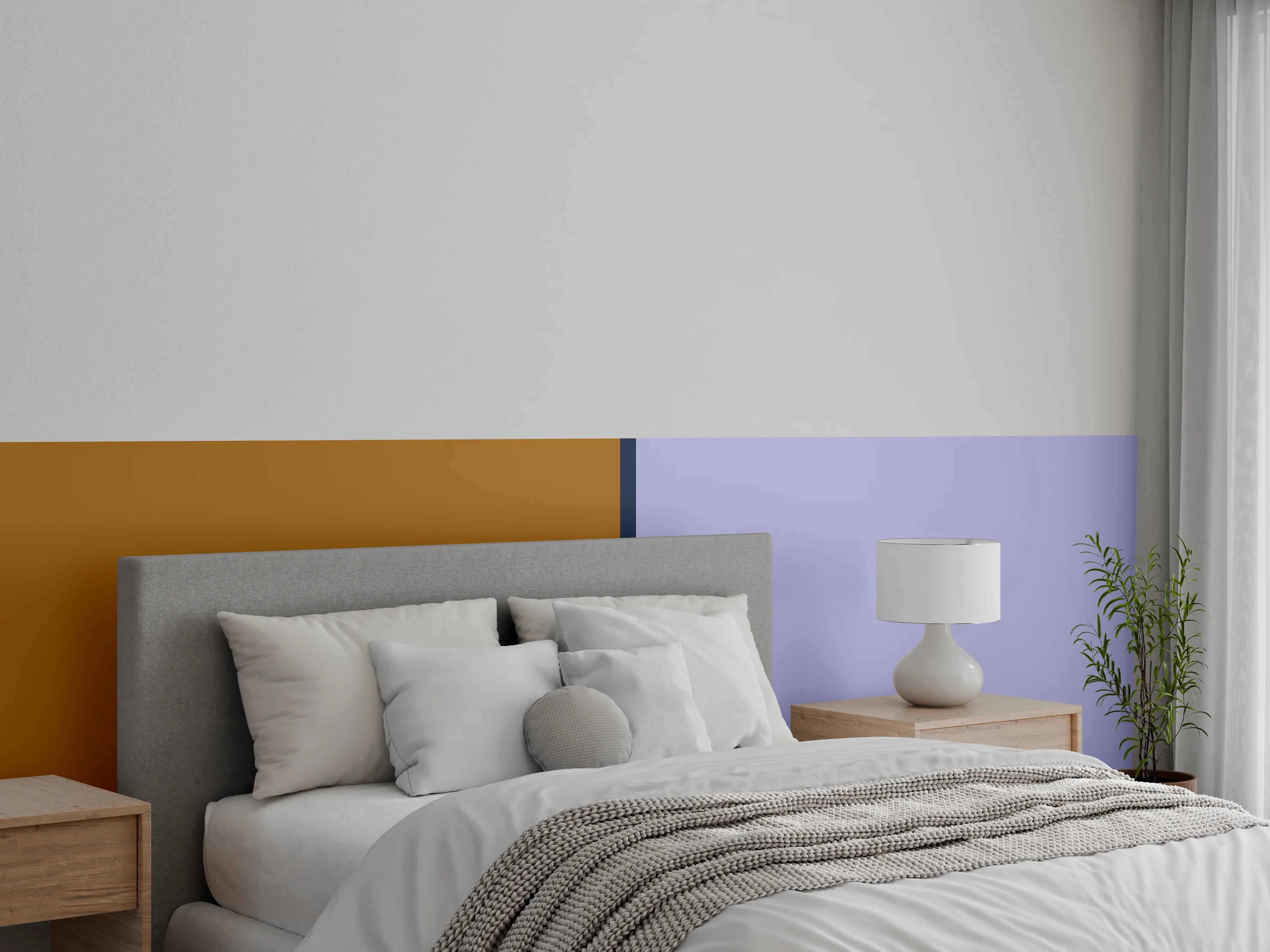 Wandverkleidung Schlafzimmer - Braun-Lila Farbkombination modern