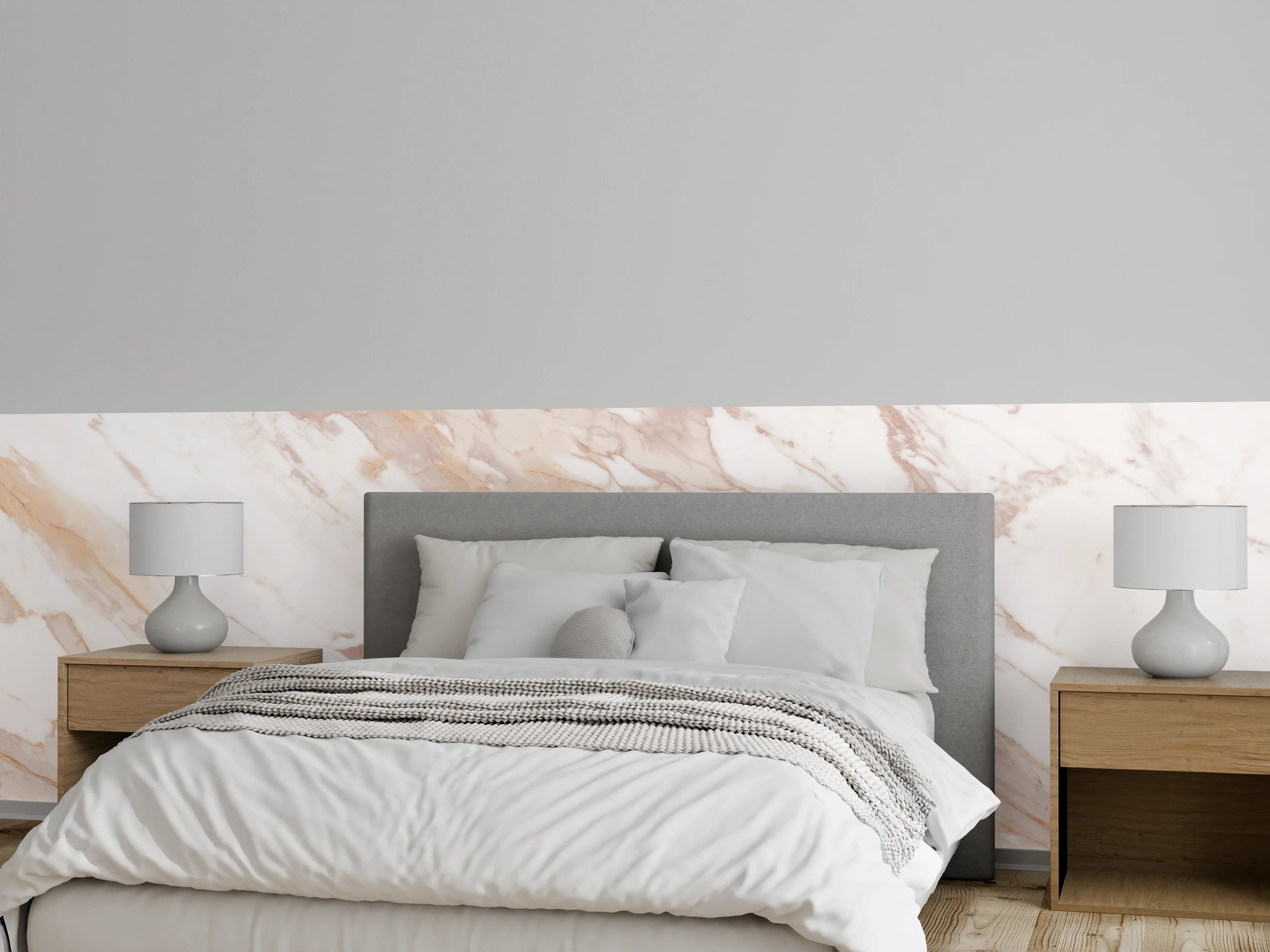 Wandverkleidung Schlafzimmer - Braun-beiger Marmor