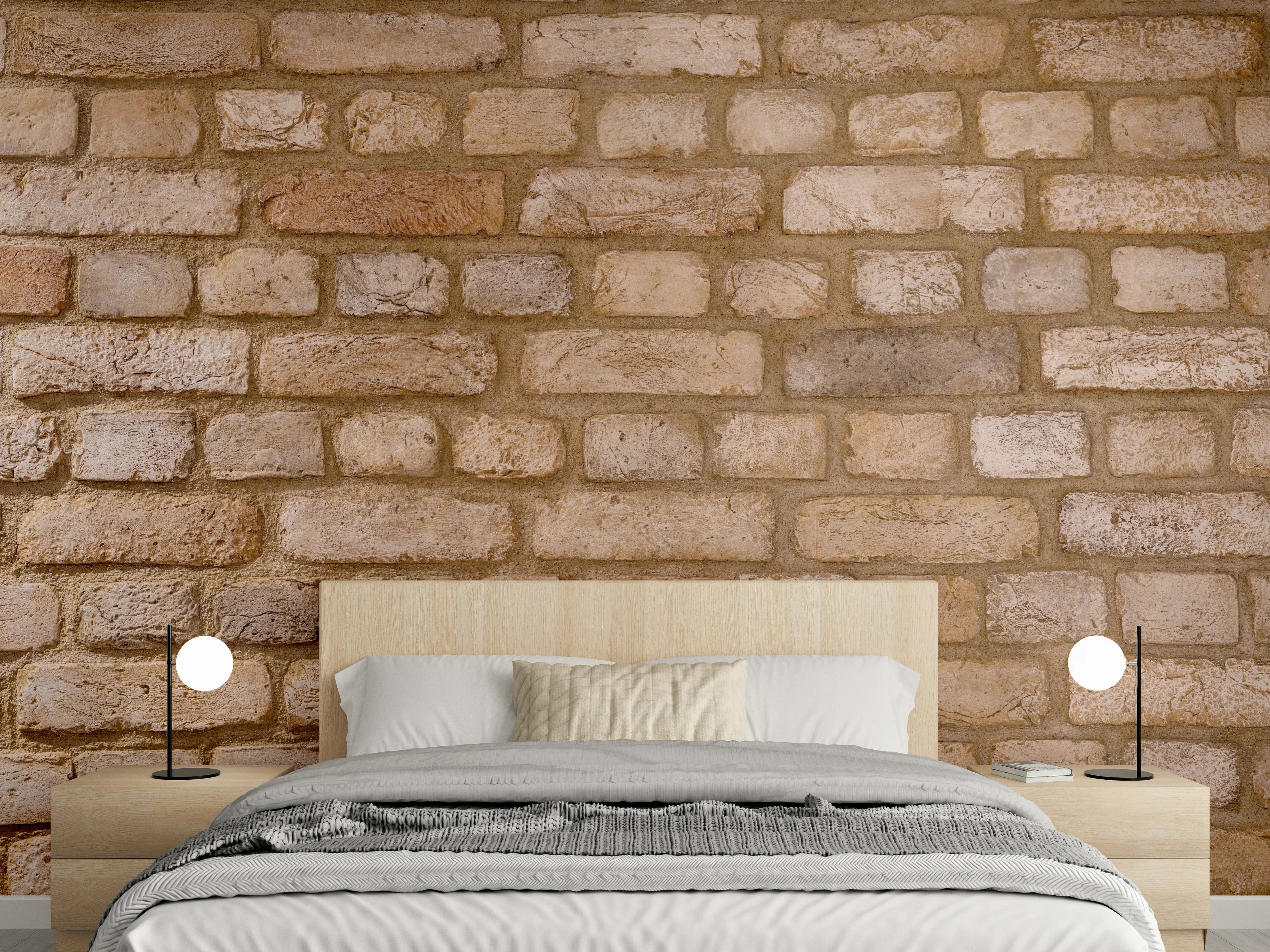 Wandverkleidung Schlafzimmer - Braune Backsteinmauer Textur