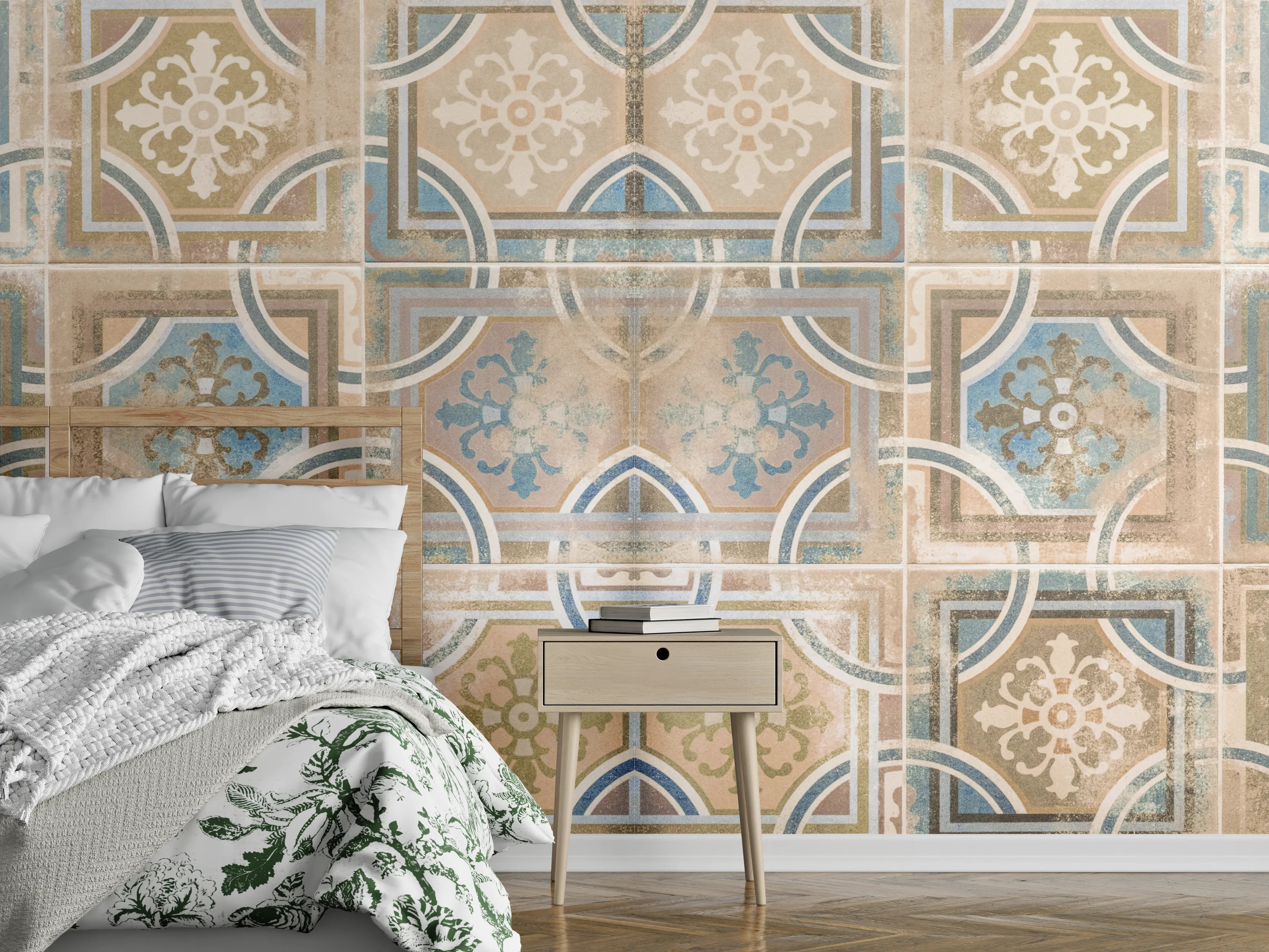 Wandverkleidung Schlafzimmer - Braune Keramik Fliesen