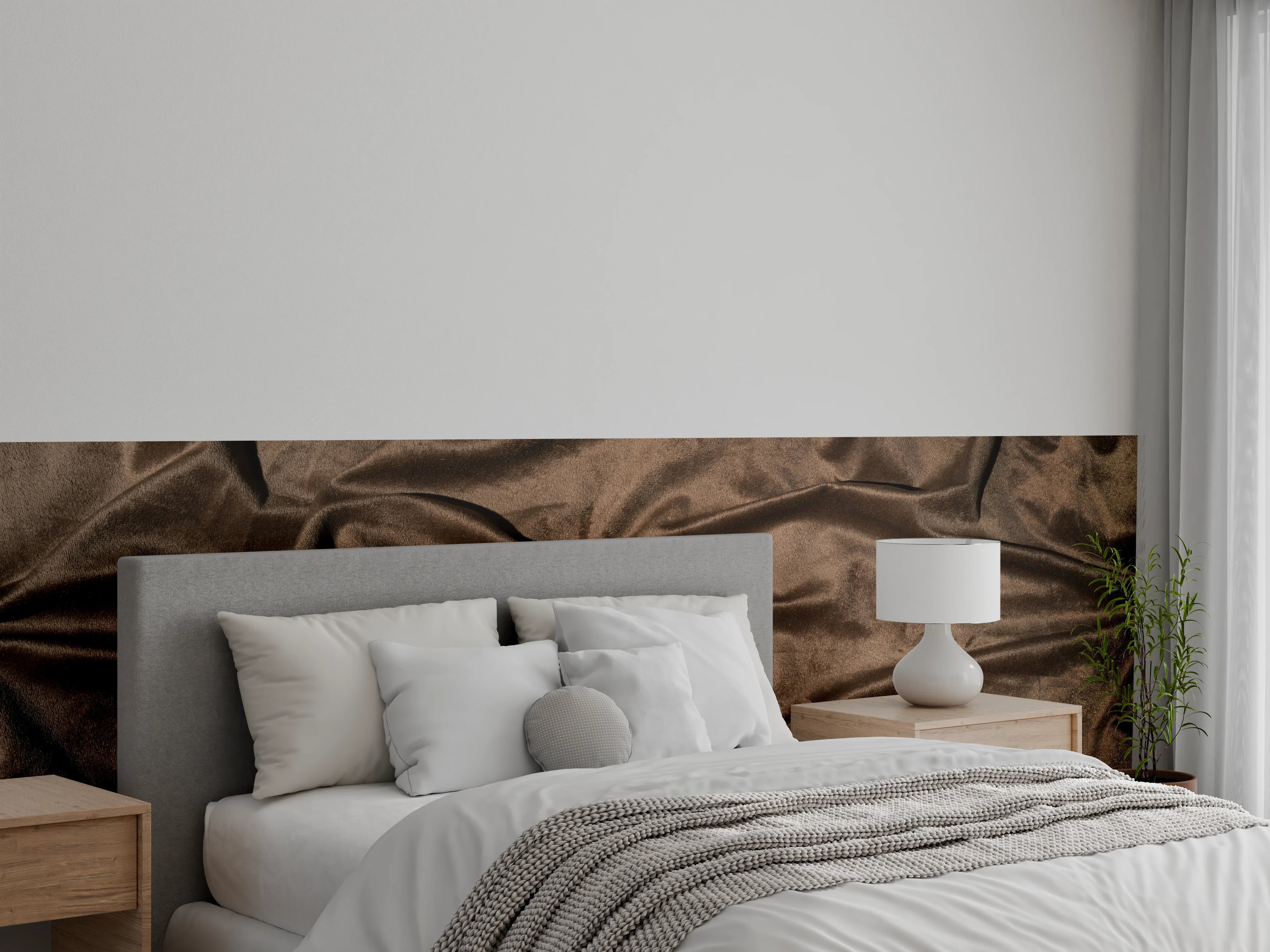 Wandverkleidung Schlafzimmer - Braune Satin Seide