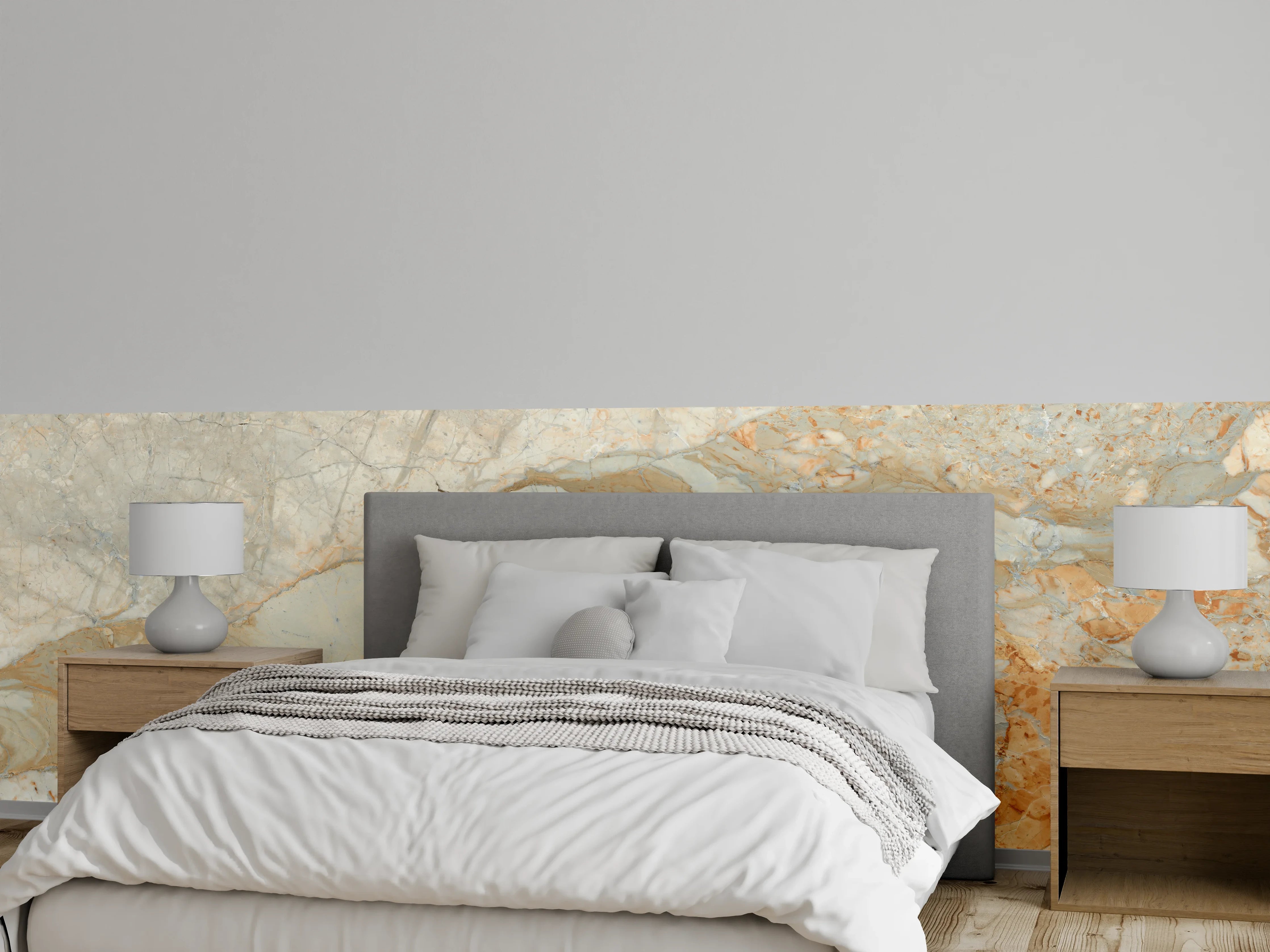 Wandverkleidung Schlafzimmer - Brauner Marmor mit Adern