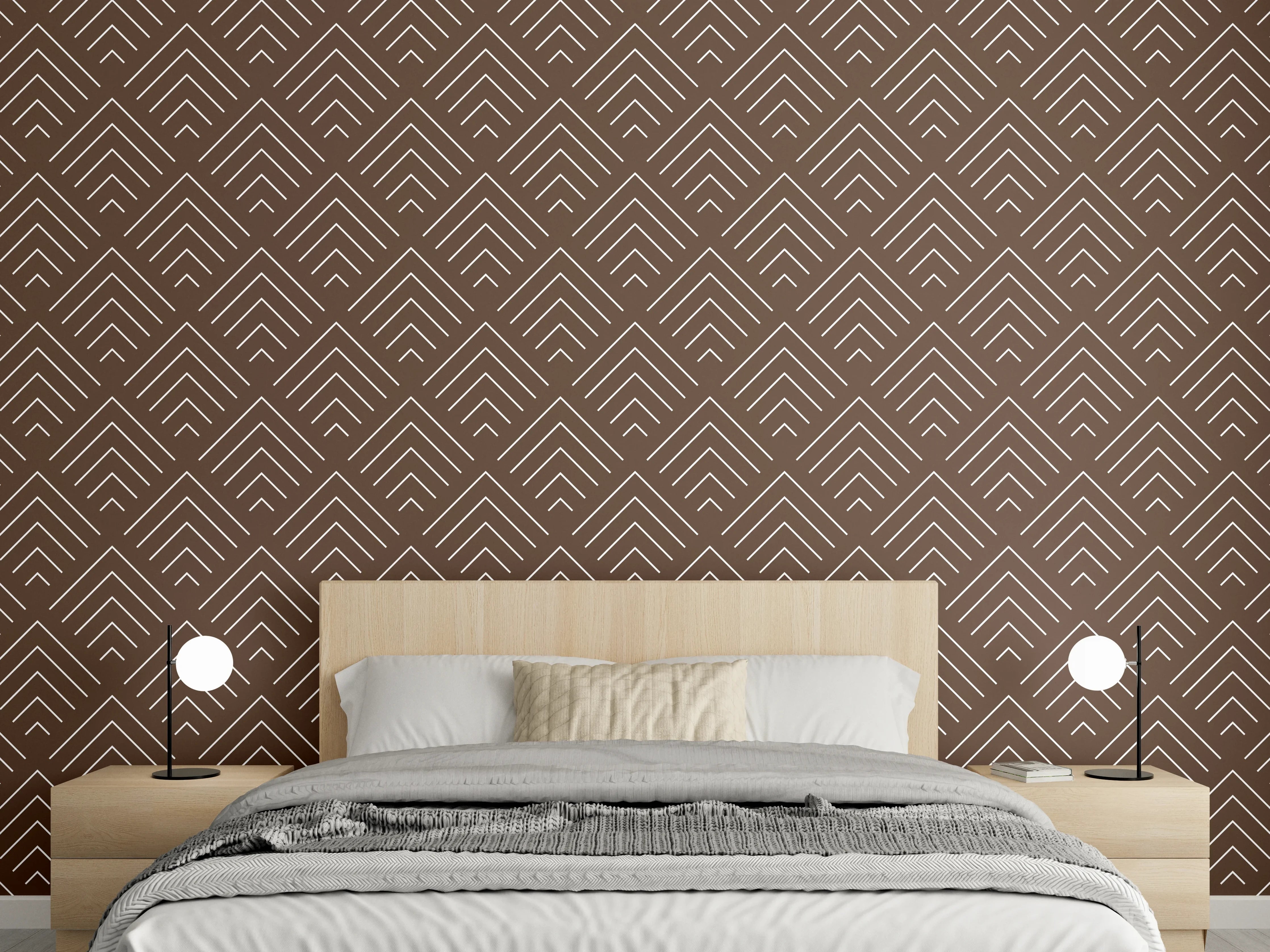 Wandverkleidung Schlafzimmer - Braunes Chevron-Muster Wanddesign