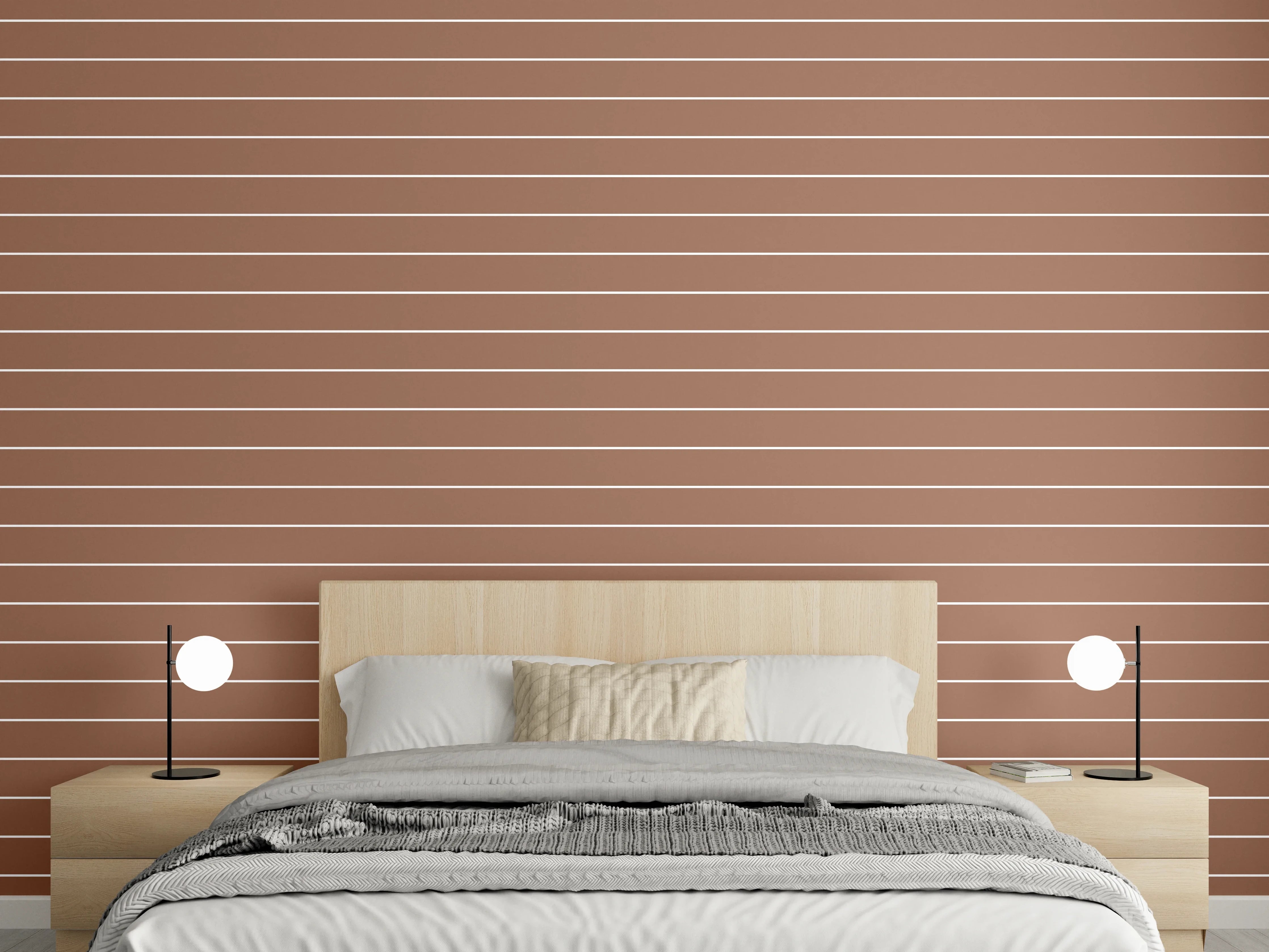 Wandverkleidung Schlafzimmer - Braunes Streifenmuster: Zeitlos & Modern