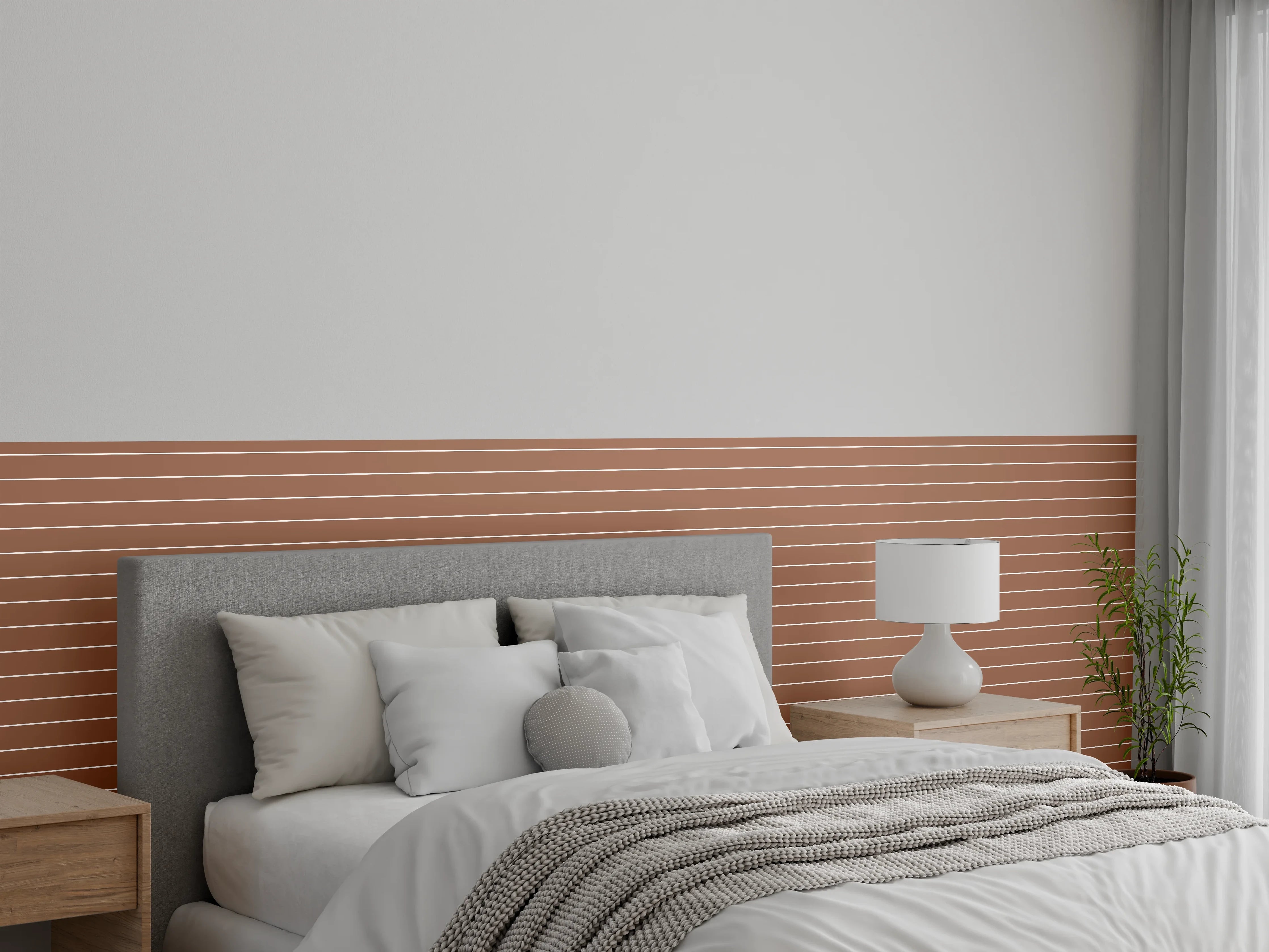 Wandverkleidung Schlafzimmer - Braunes Streifenmuster: Zeitlos & Modern