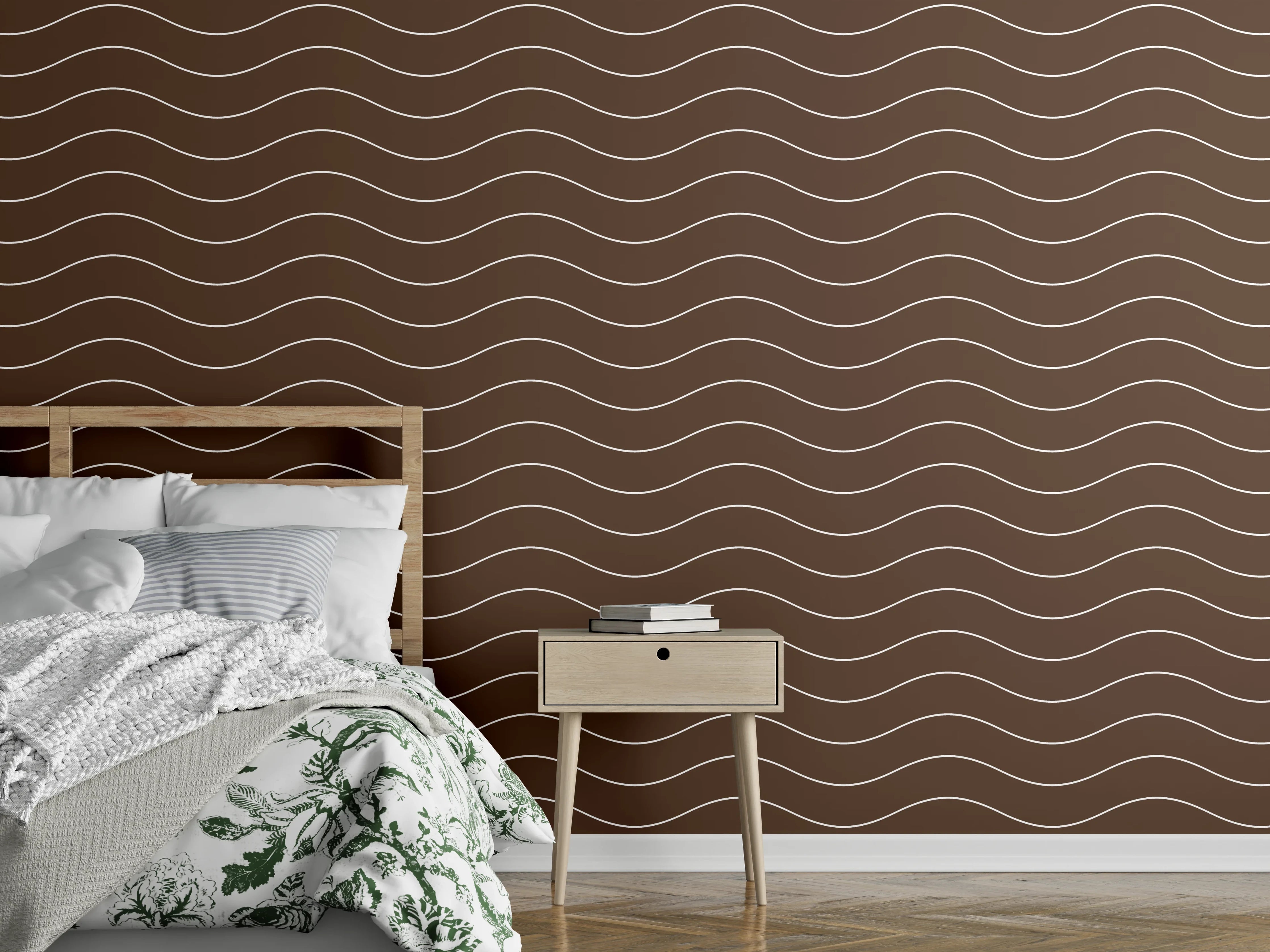 Wandverkleidung Schlafzimmer - Braunes Wellenmuster für moderne Wände