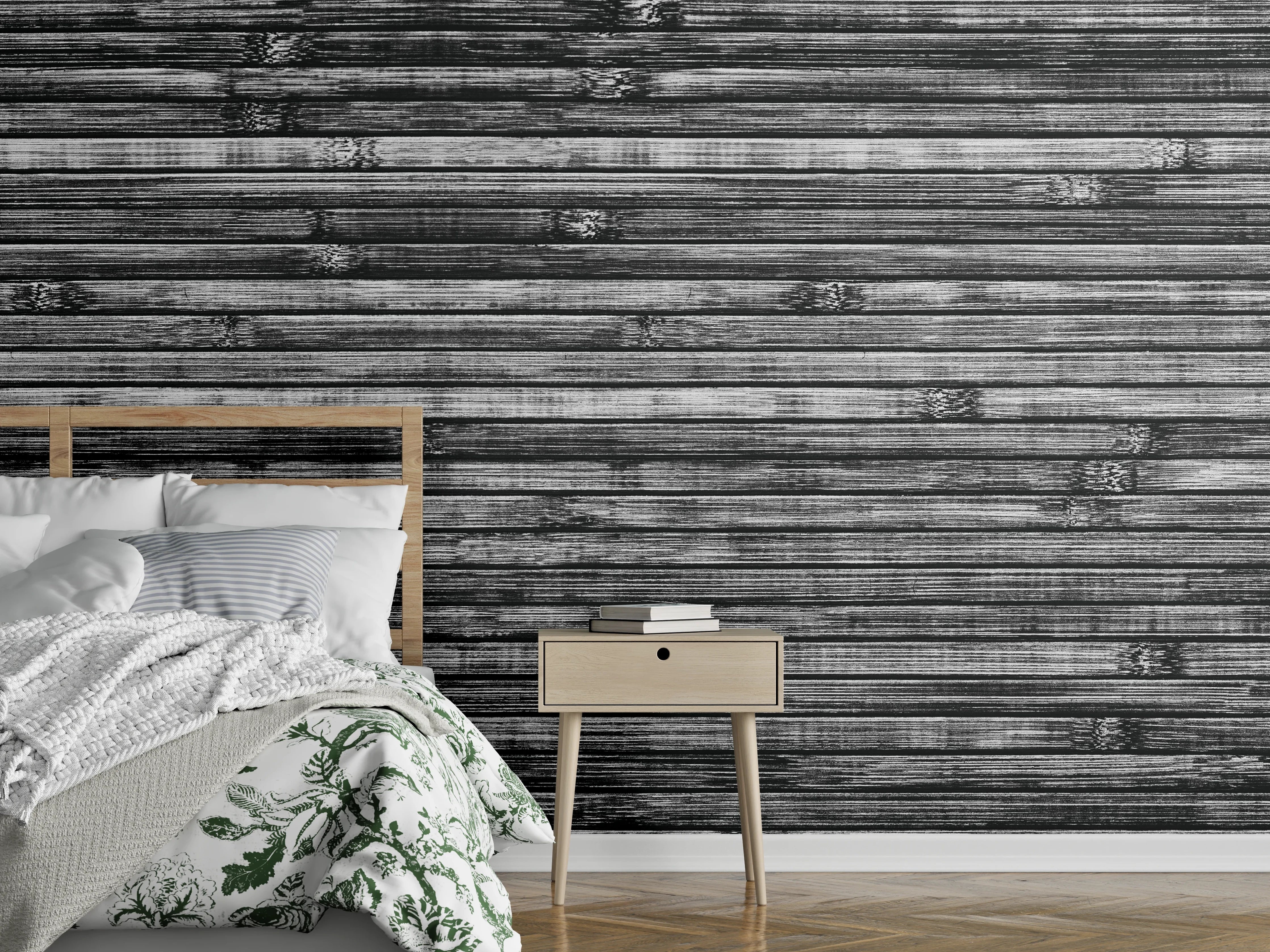 Wandverkleidung Schlafzimmer - Breite schwarze und weiße hölzerne Hintergrund