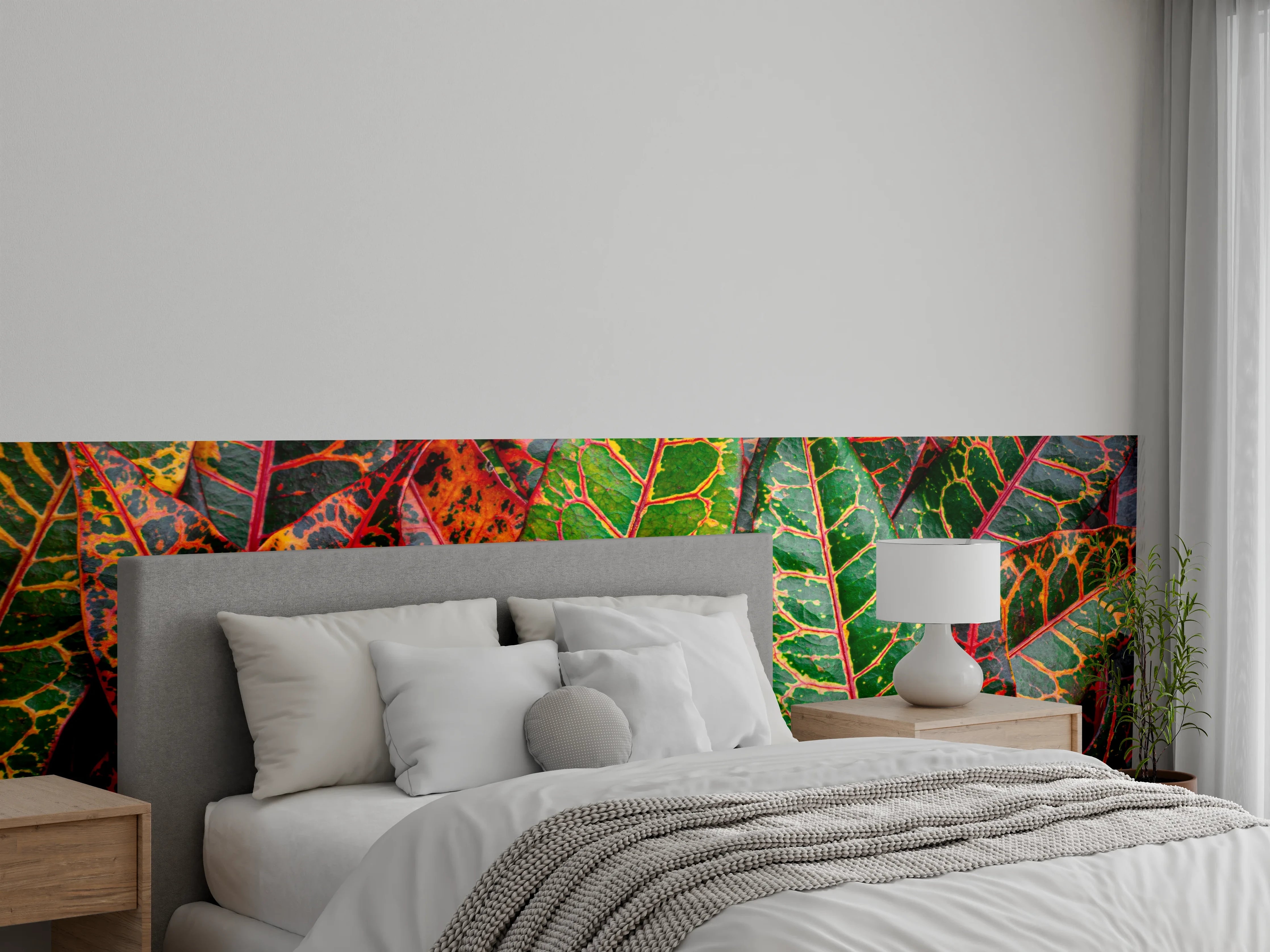 Wandverkleidung Schlafzimmer - Bunte Blätterstruktur in Nahaufnahme