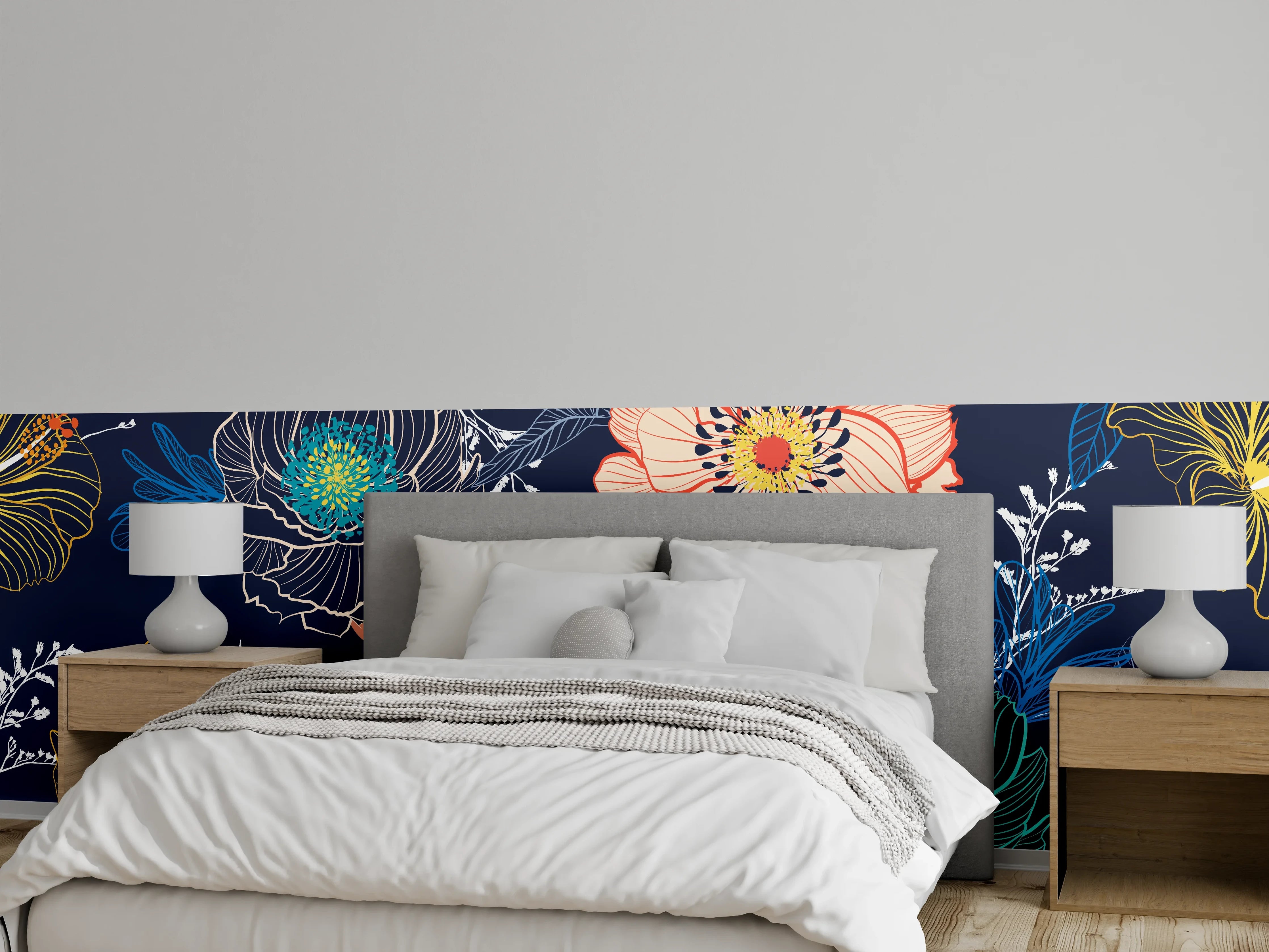 Wandverkleidung Schlafzimmer - Bunte Blumenkunst