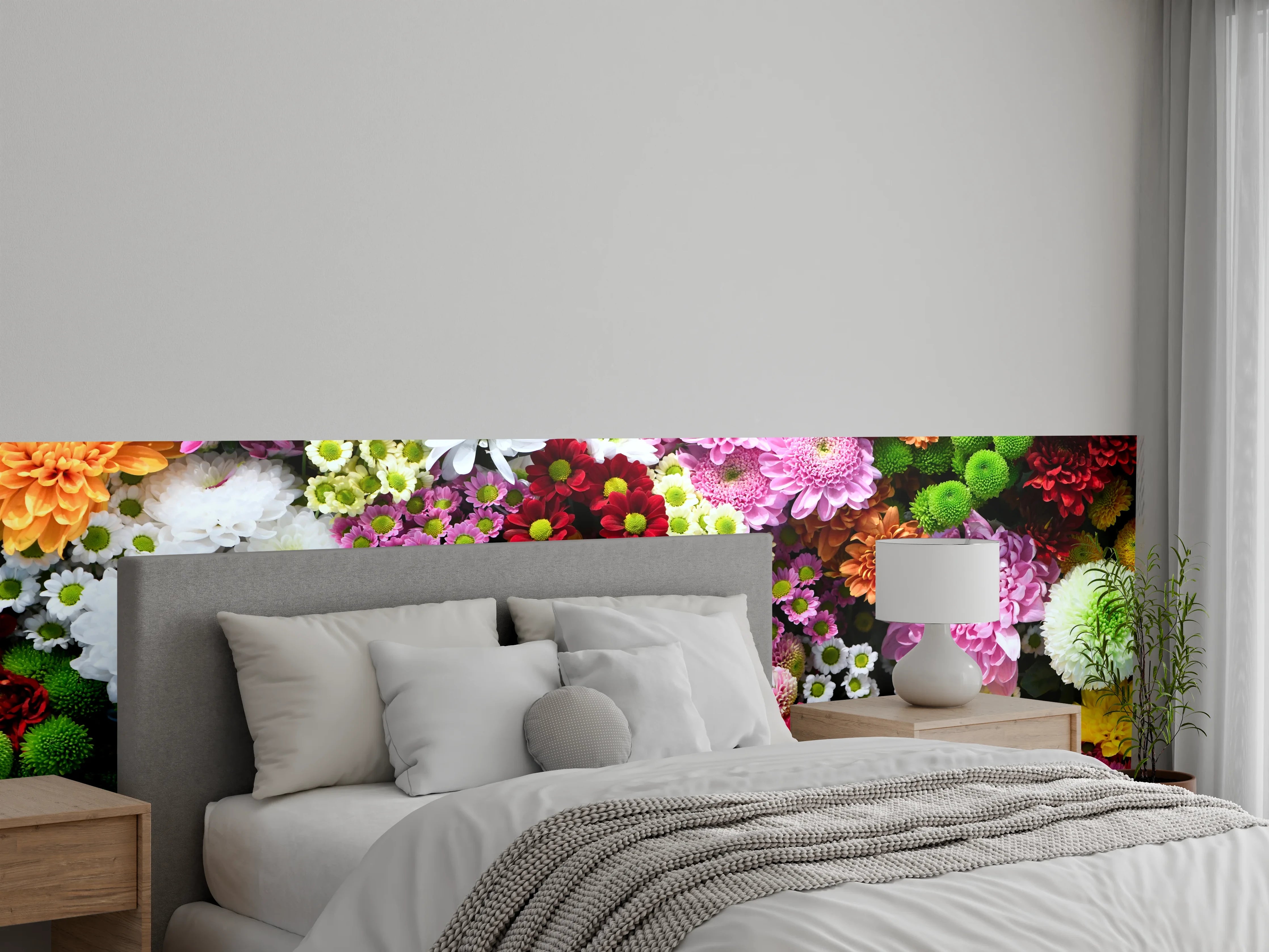 Wandverkleidung Schlafzimmer - Bunte Blumenvielfalt für die Wand