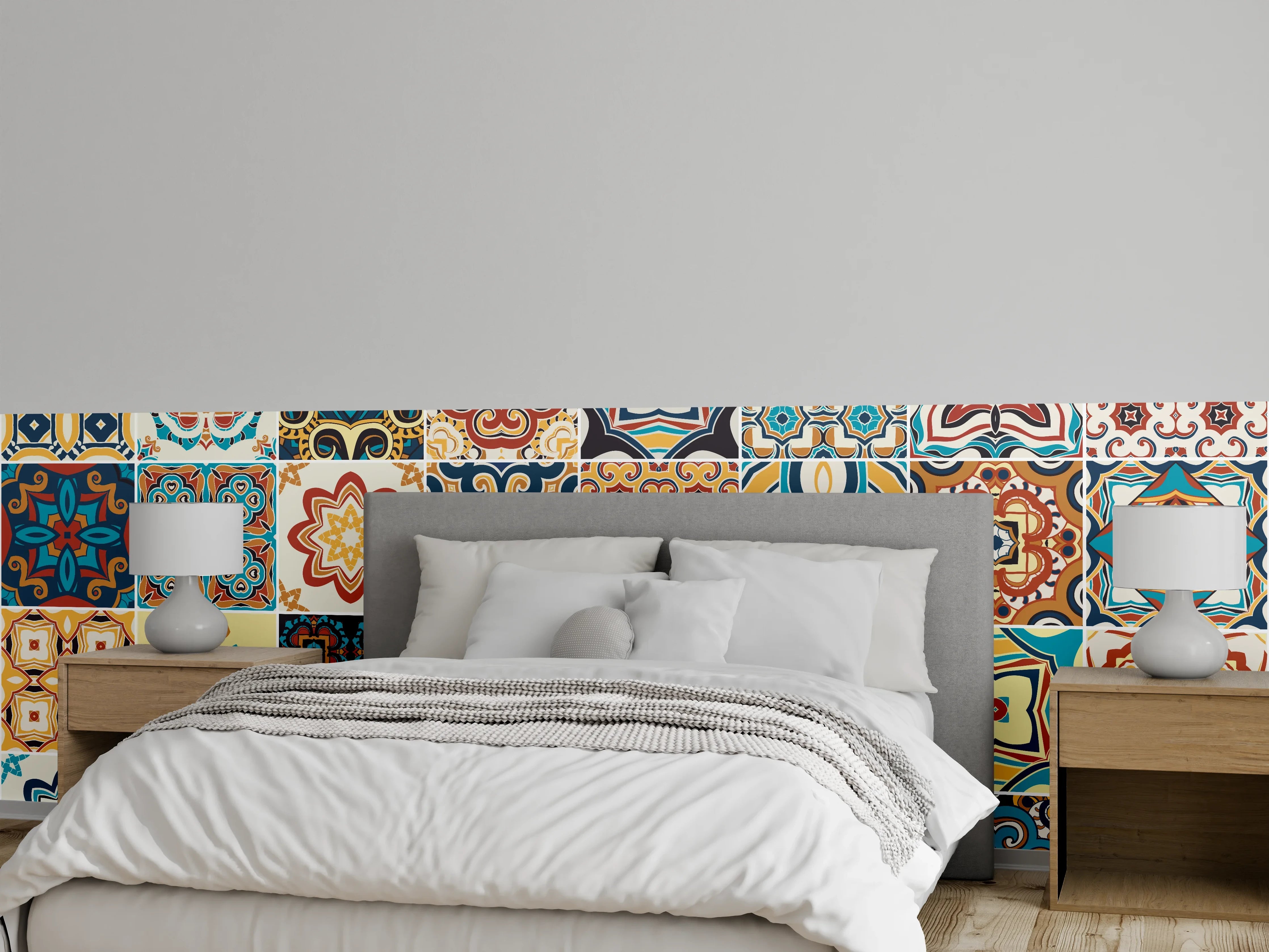Wandverkleidung Schlafzimmer - Bunte Fliesenmosaik-Muster