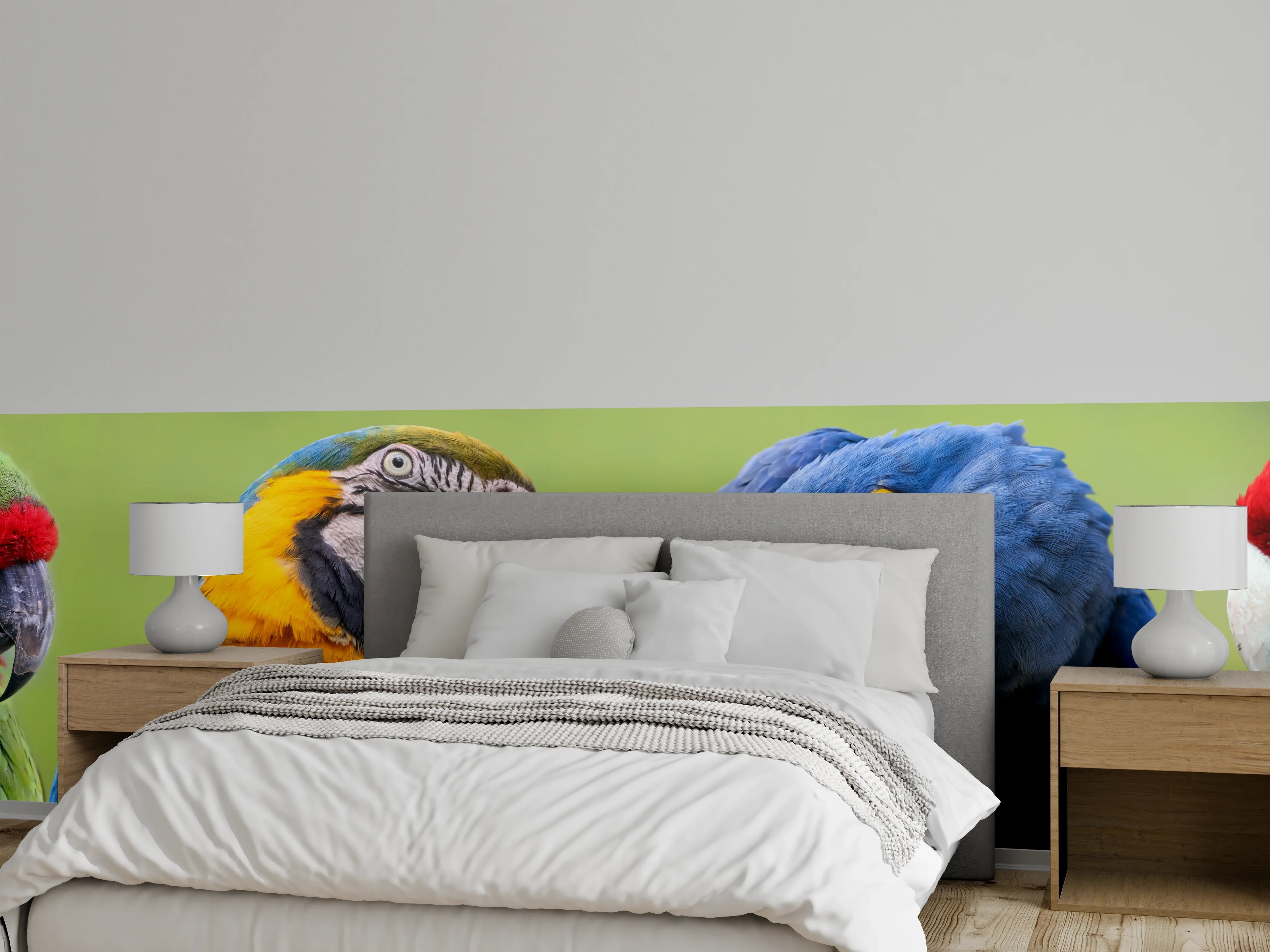 Wandverkleidung Schlafzimmer - Bunte Gruppe von Aras