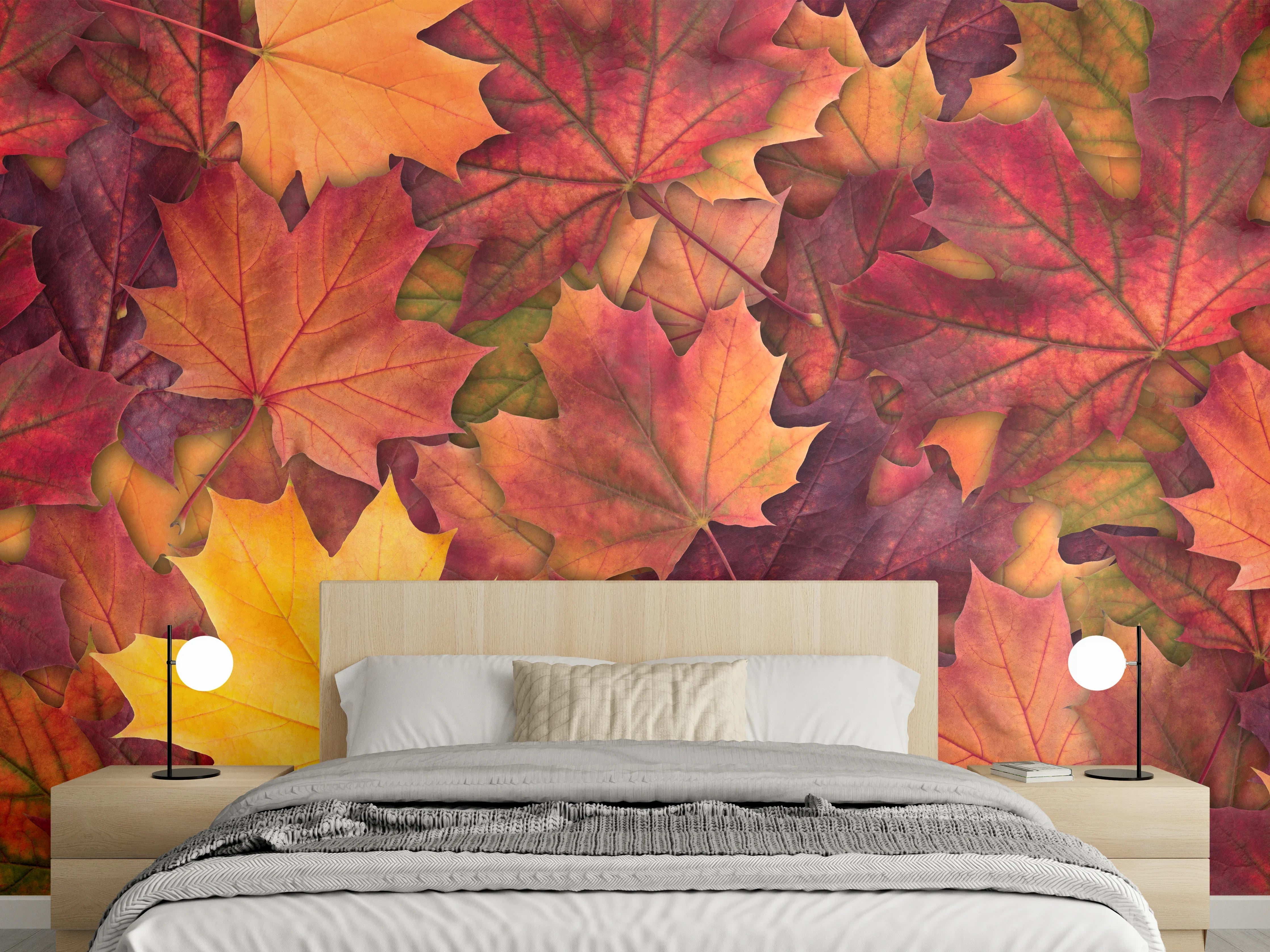 Wandverkleidung Schlafzimmer - Bunte Herbst Ahornbaum Blätter