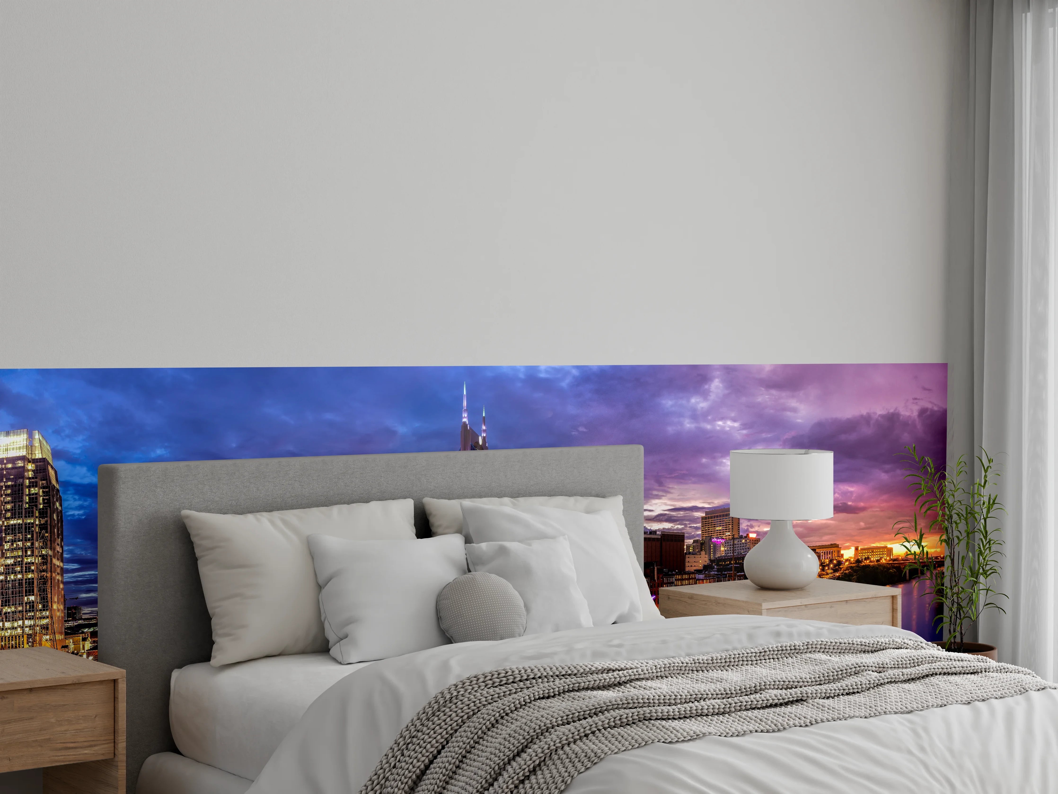 Wandverkleidung Schlafzimmer - Bunte Skyline von Nashville