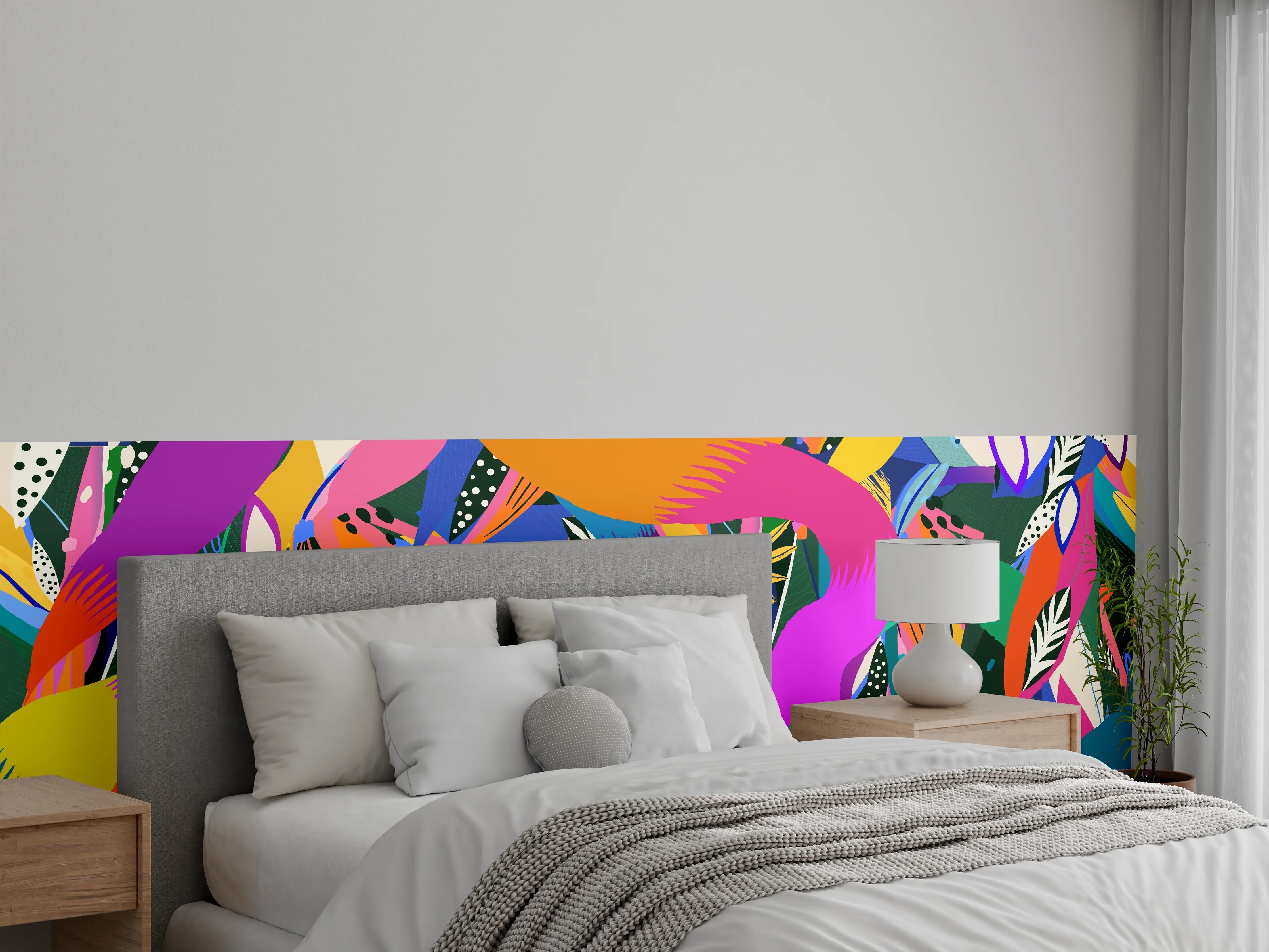 Wandverkleidung Schlafzimmer - Bunte Tropische Schlangen-Illustration
