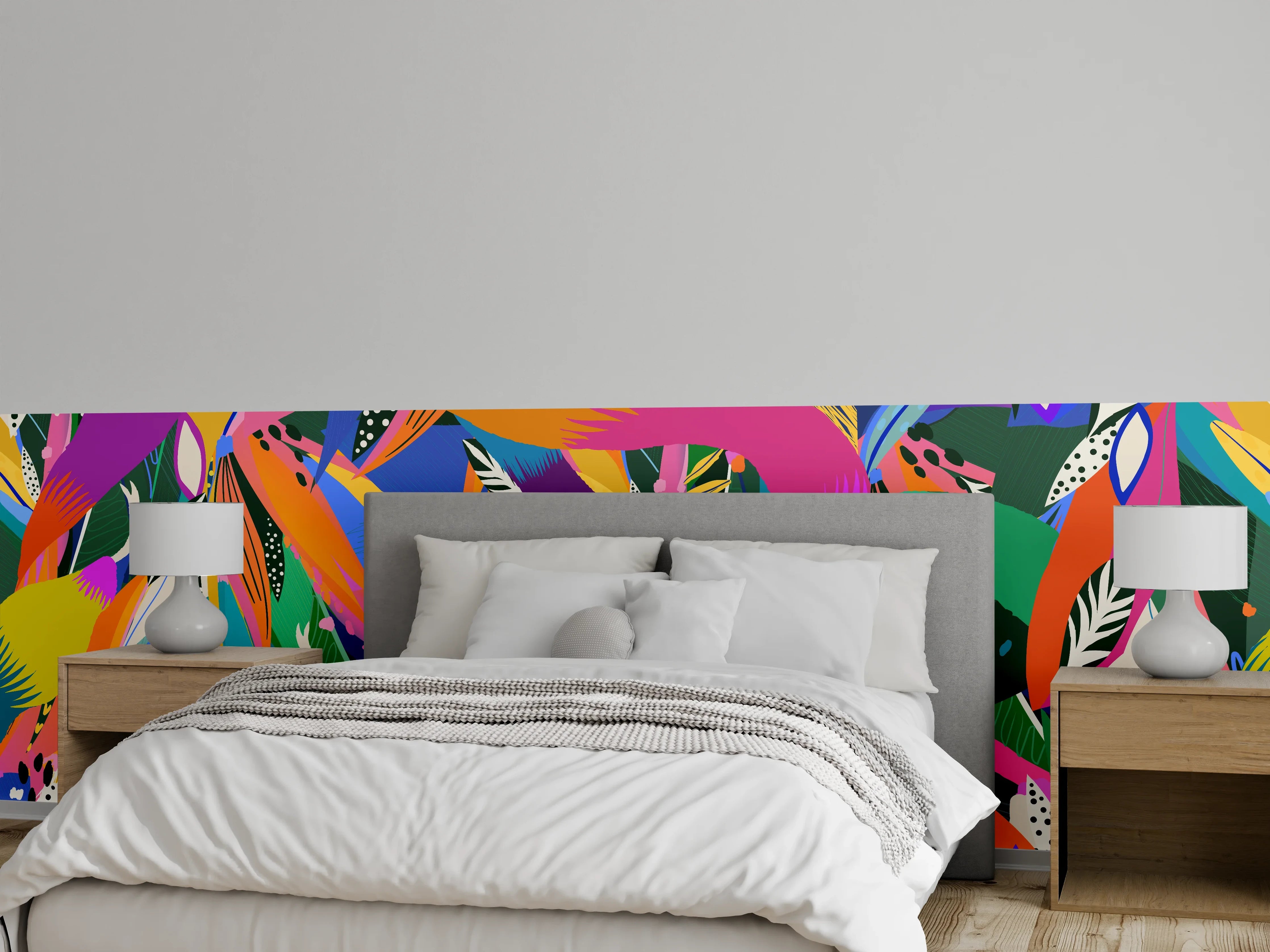 Wandverkleidung Schlafzimmer - Bunte Tropische Schlangen-Illustration