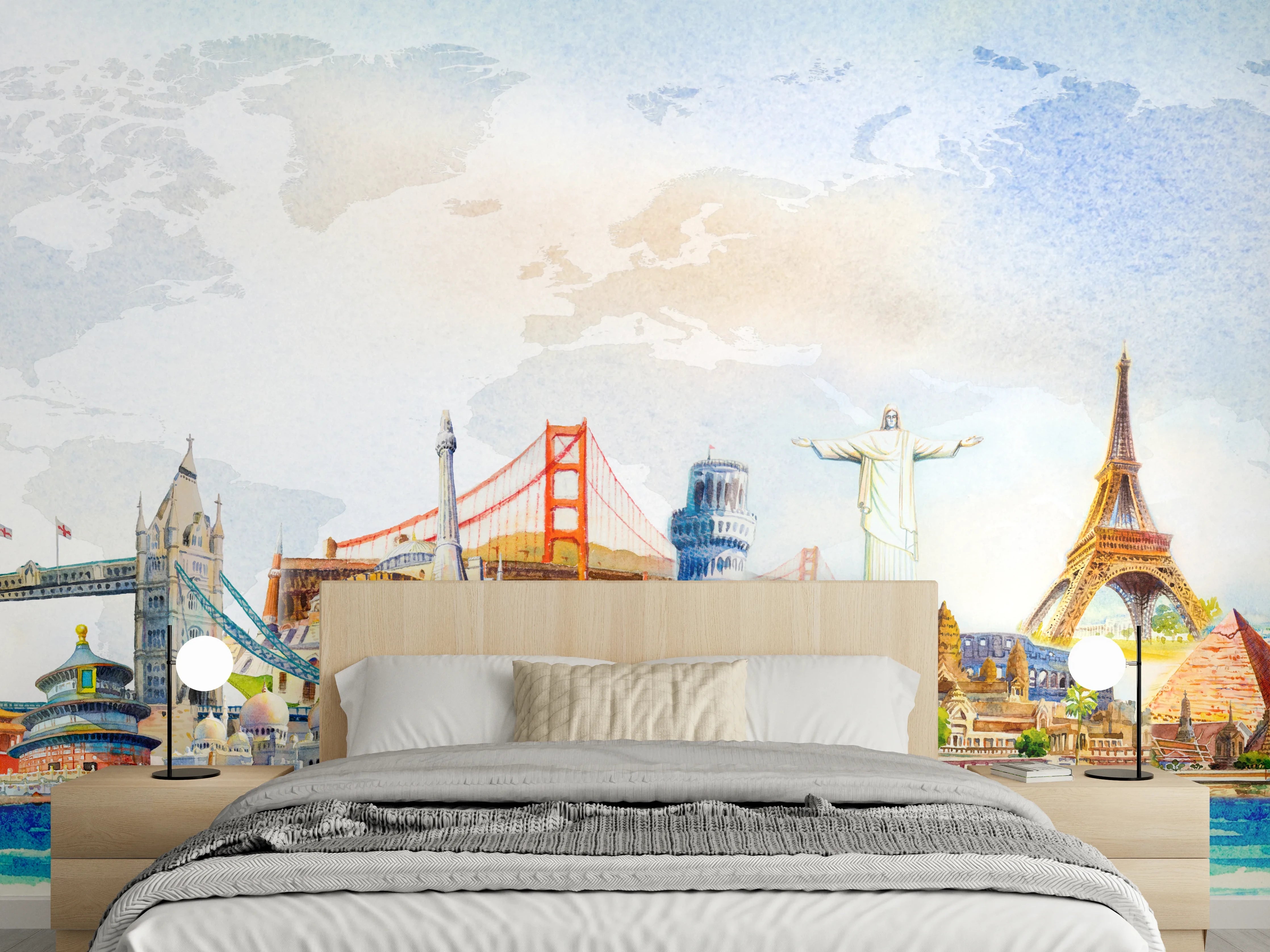 Wandverkleidung Schlafzimmer - Bunte Welterkundung Panorama
