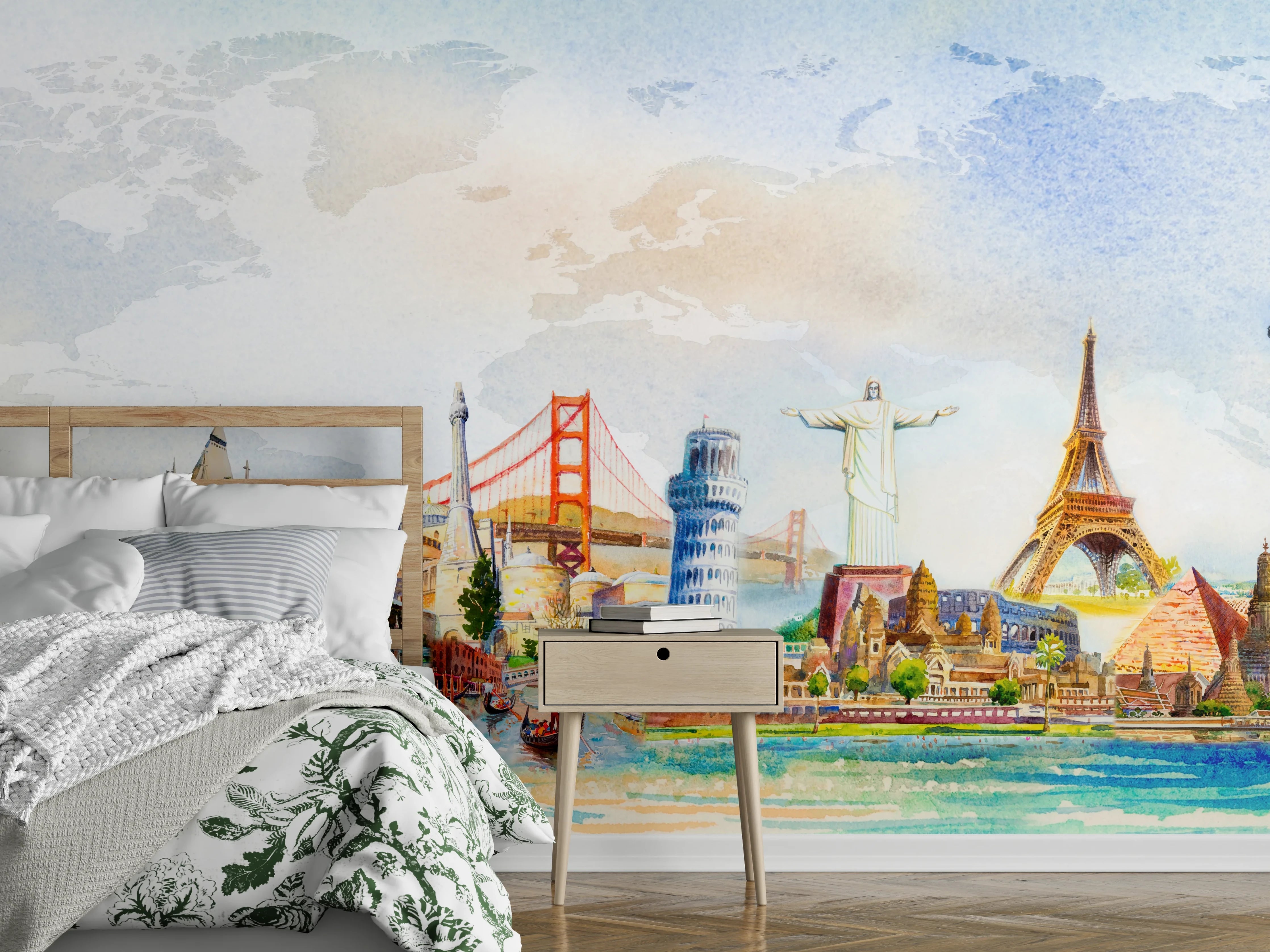 Wandverkleidung Schlafzimmer - Bunte Welterkundung Panorama
