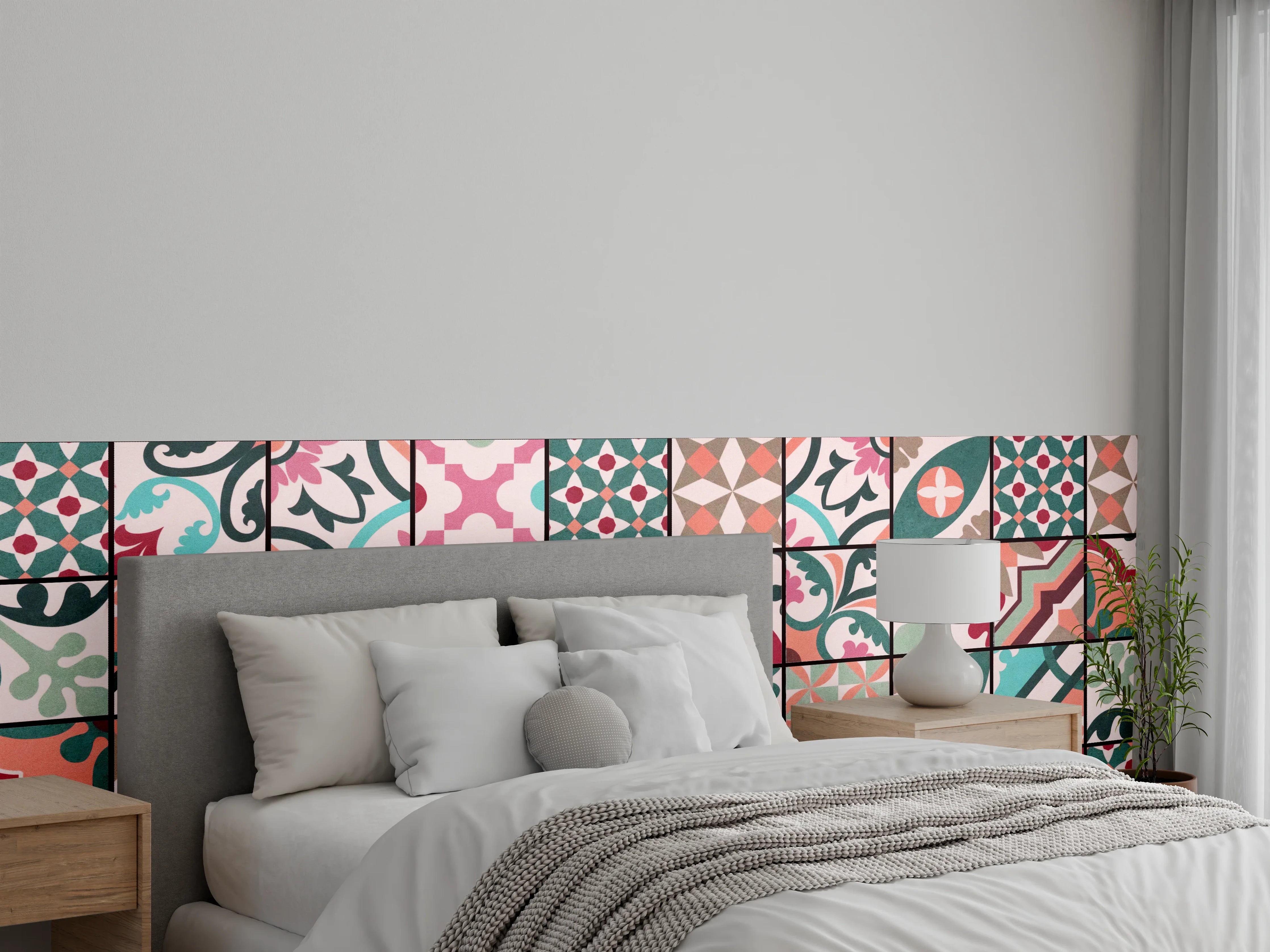 Wandverkleidung Schlafzimmer - Bunte abstrakte Vintage Fliesen