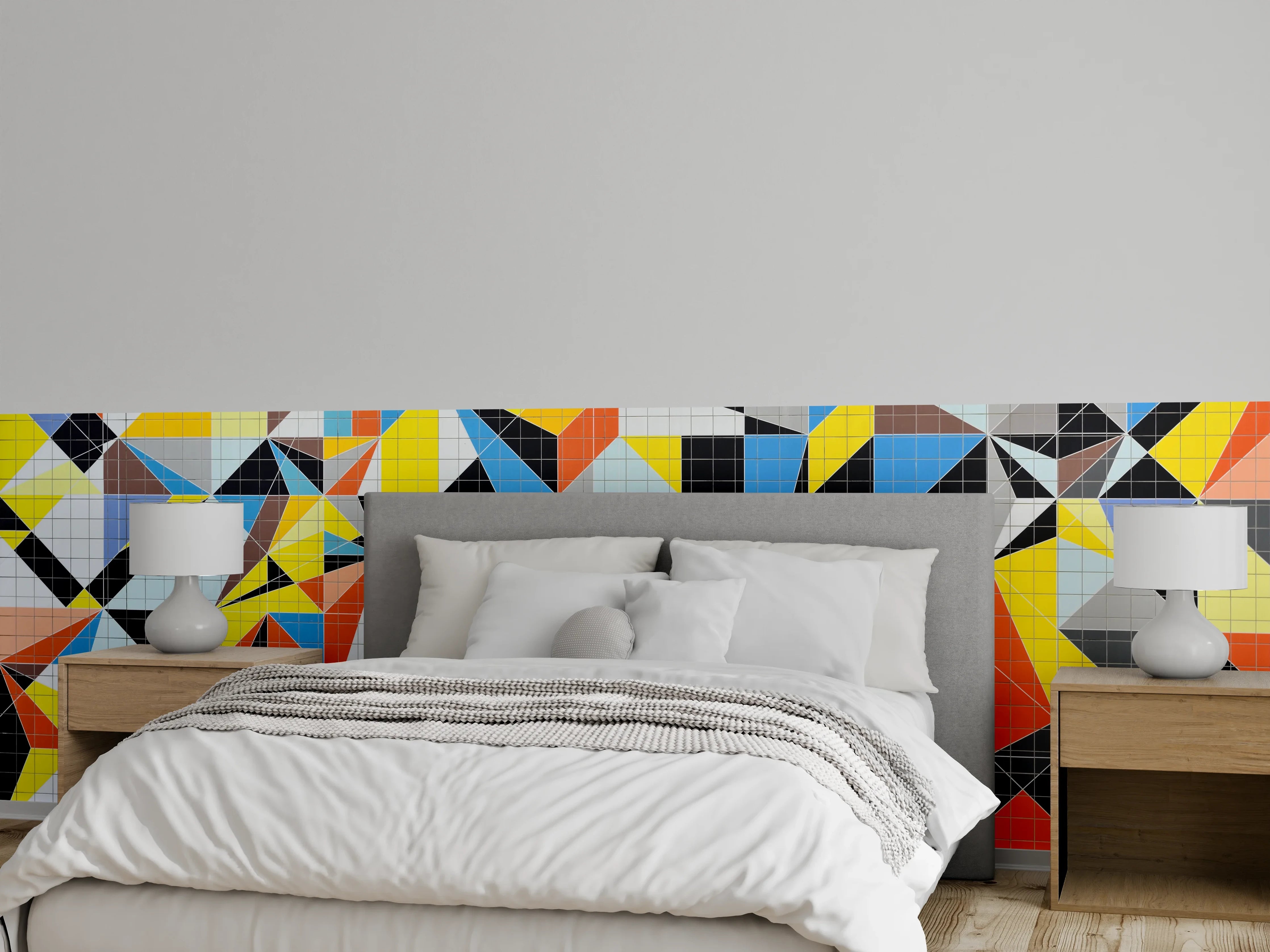 Wandverkleidung Schlafzimmer - Bunte geometrische Struktur im modernem Stil