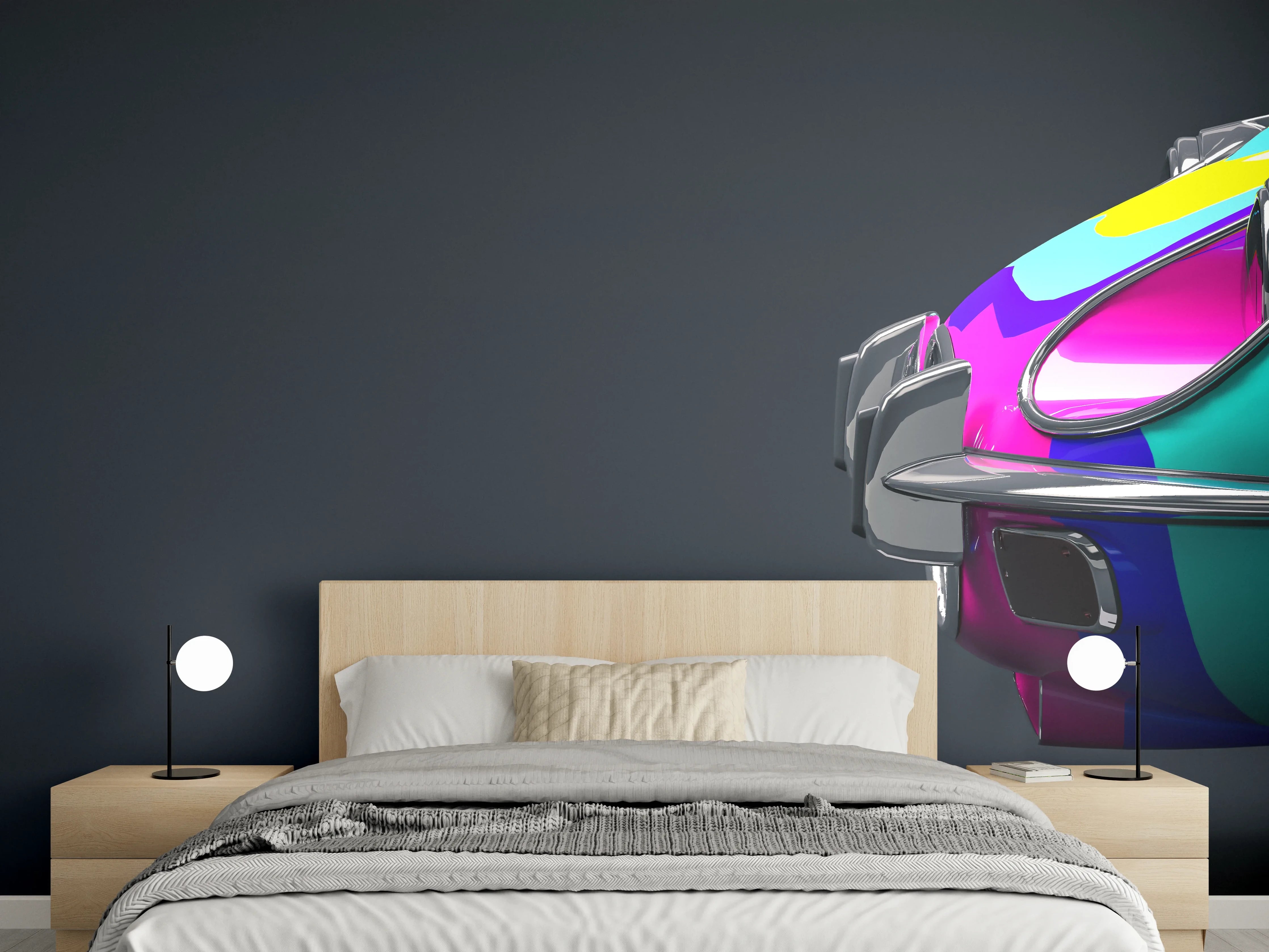 Wandverkleidung Schlafzimmer - Bunter Oldtimer Pop Art