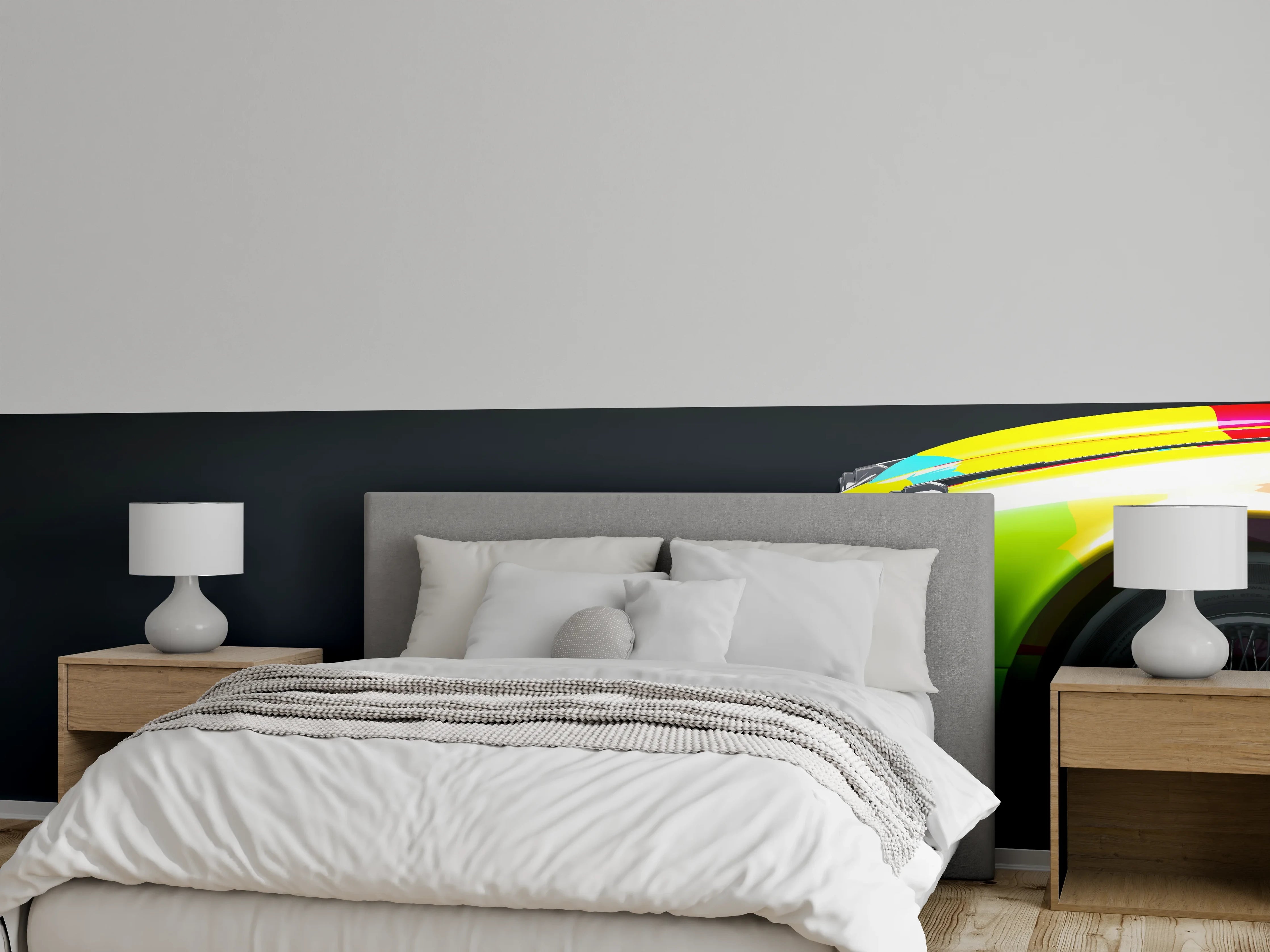 Wandverkleidung Schlafzimmer - Bunter Oldtimer Pop Art