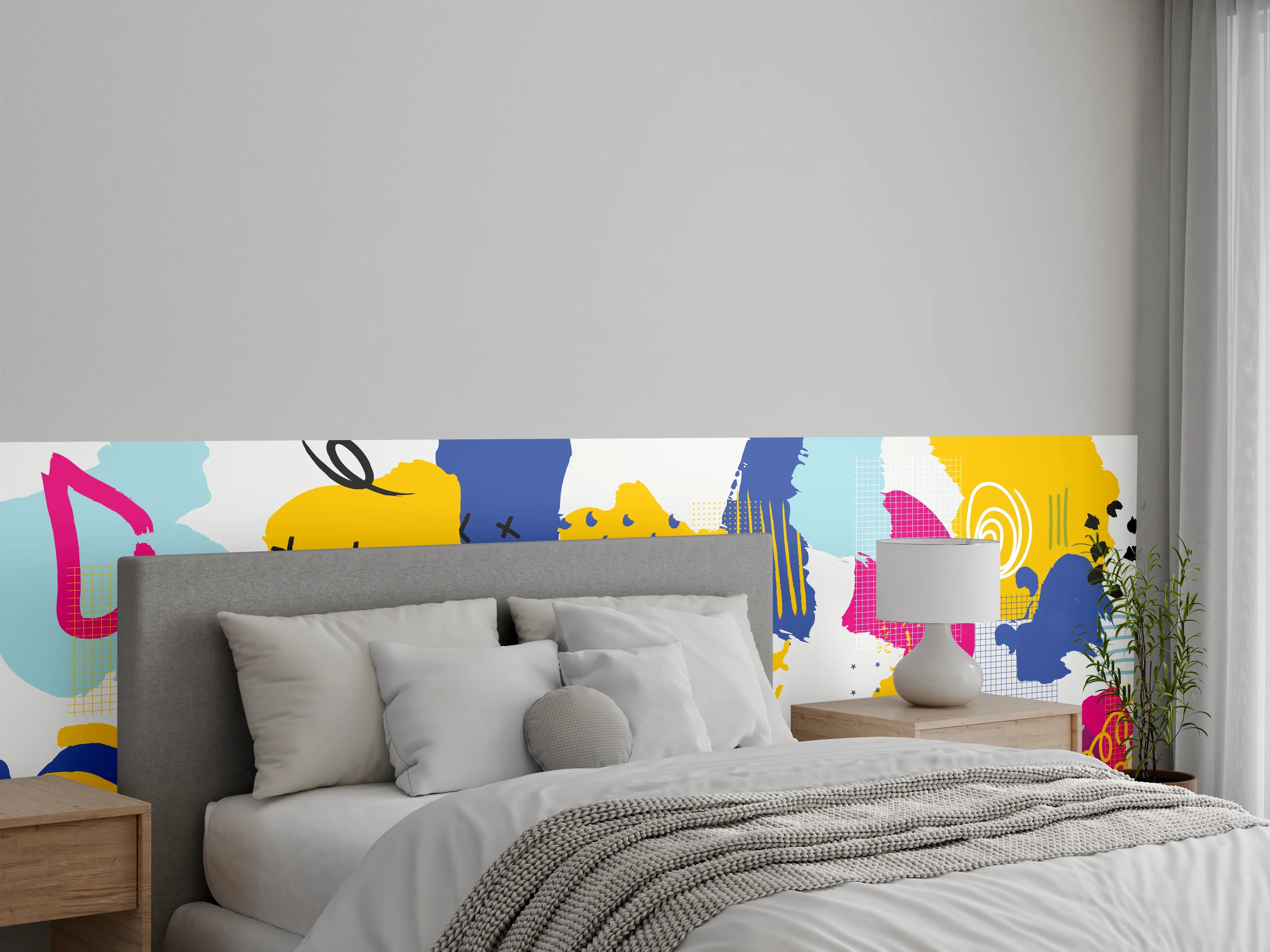 Wandverkleidung Schlafzimmer - Buntes Abstrakt-Muster Design