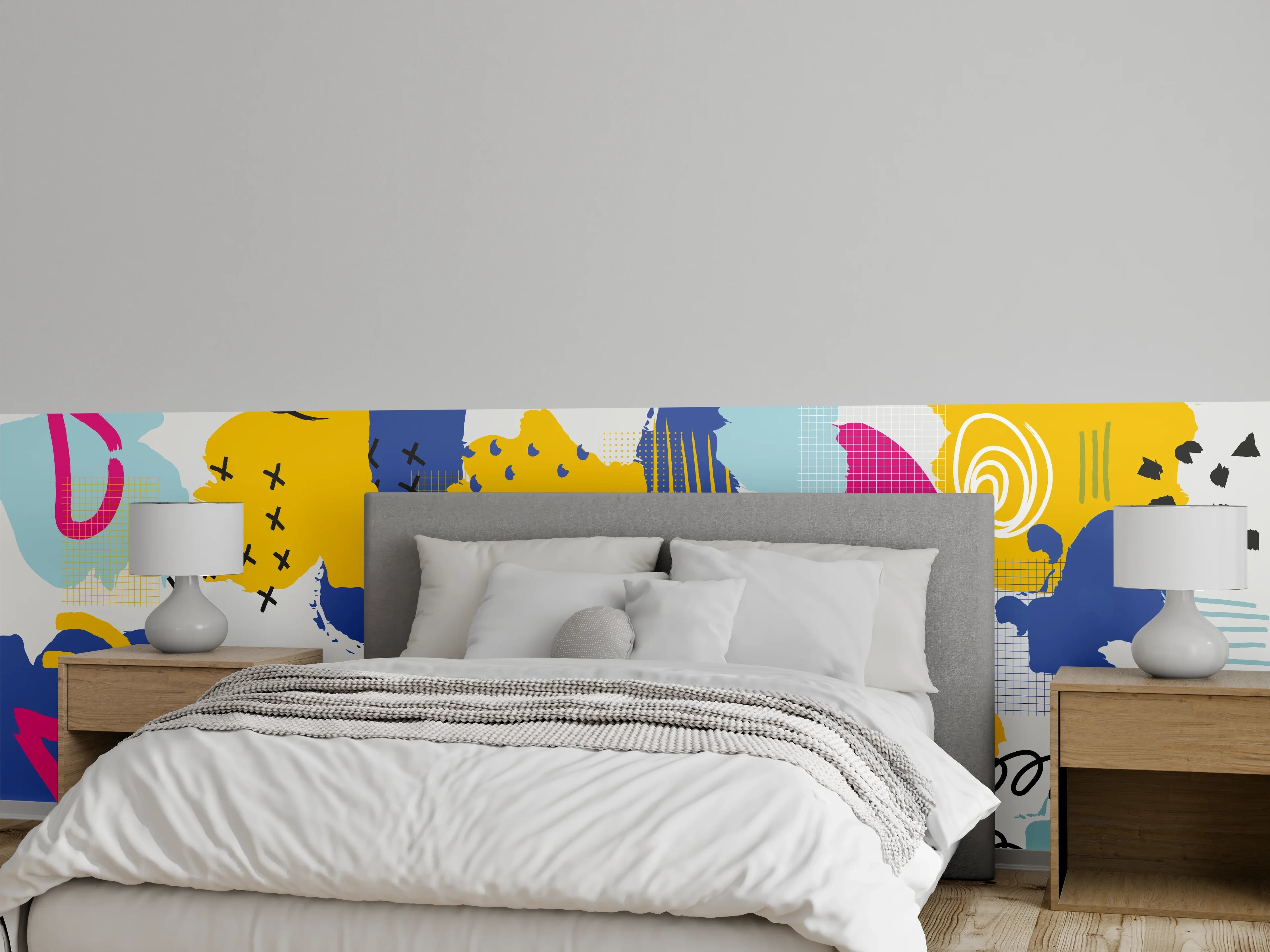 Wandverkleidung Schlafzimmer - Buntes Abstrakt-Muster Design