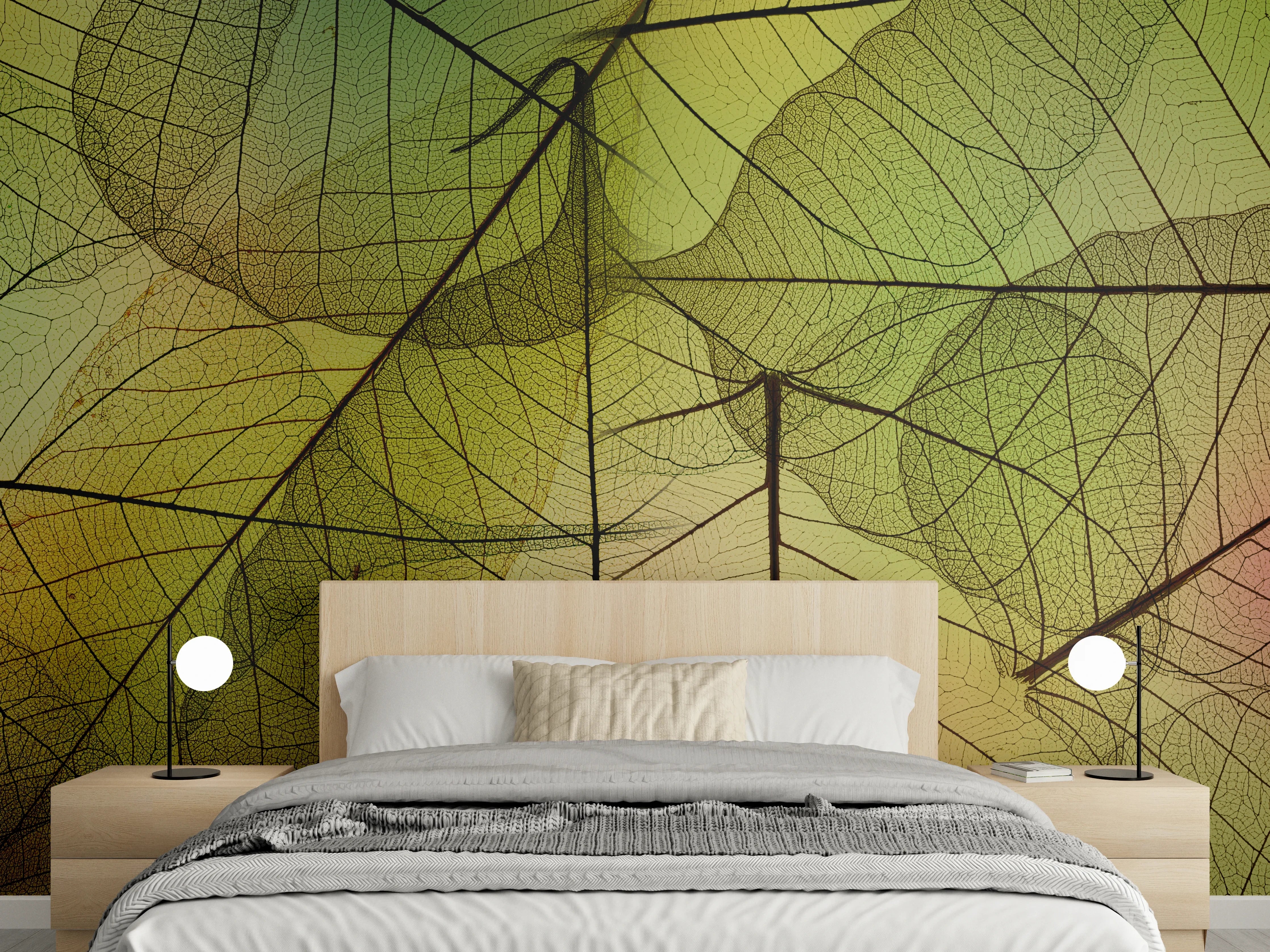 Wandverkleidung Schlafzimmer - Buntes Blattadern Makrofoto