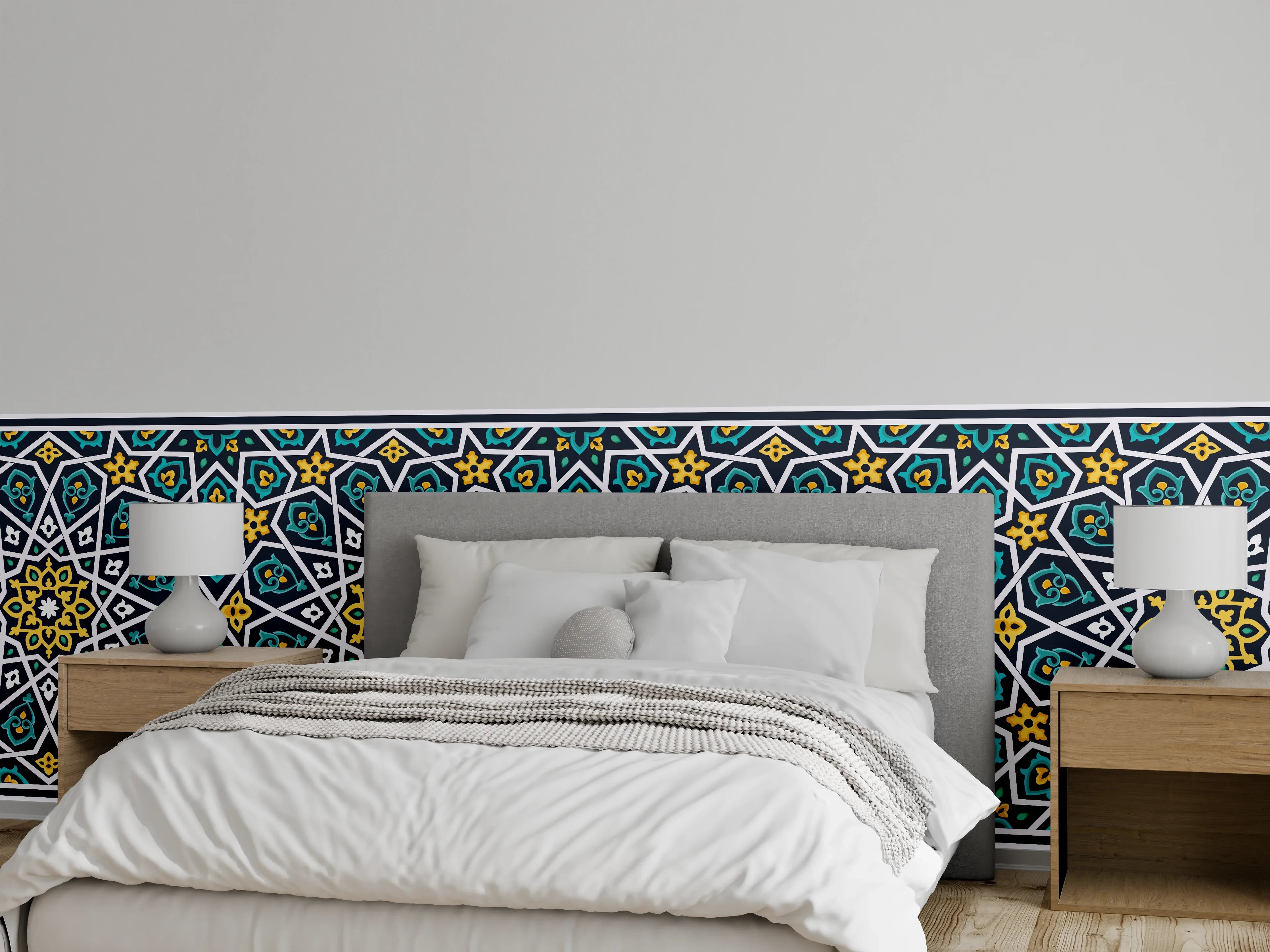 Wandverkleidung Schlafzimmer - Buntes Ethno-Muster Design
