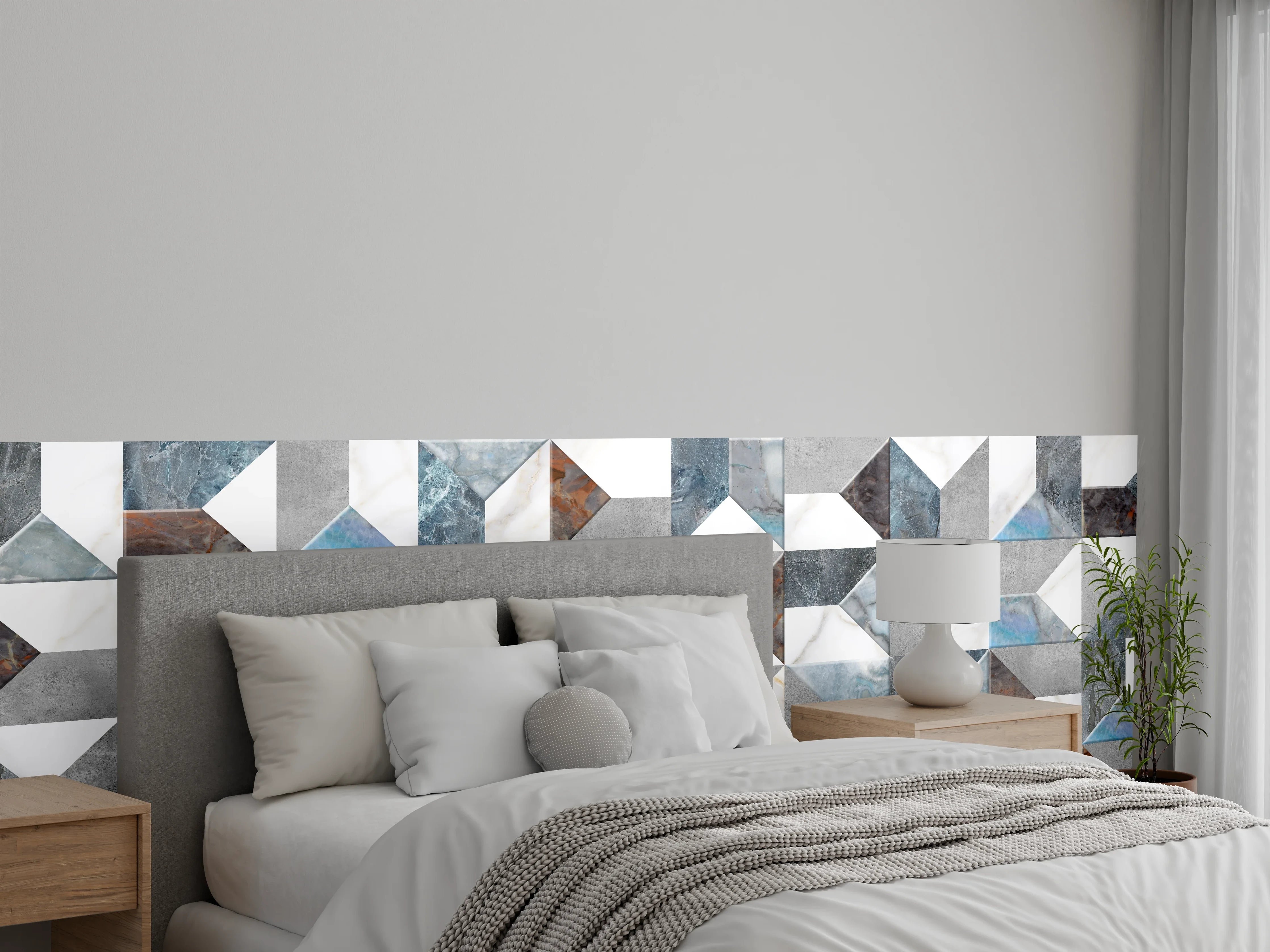 Wandverkleidung Schlafzimmer - Buntes Fliesenmuster