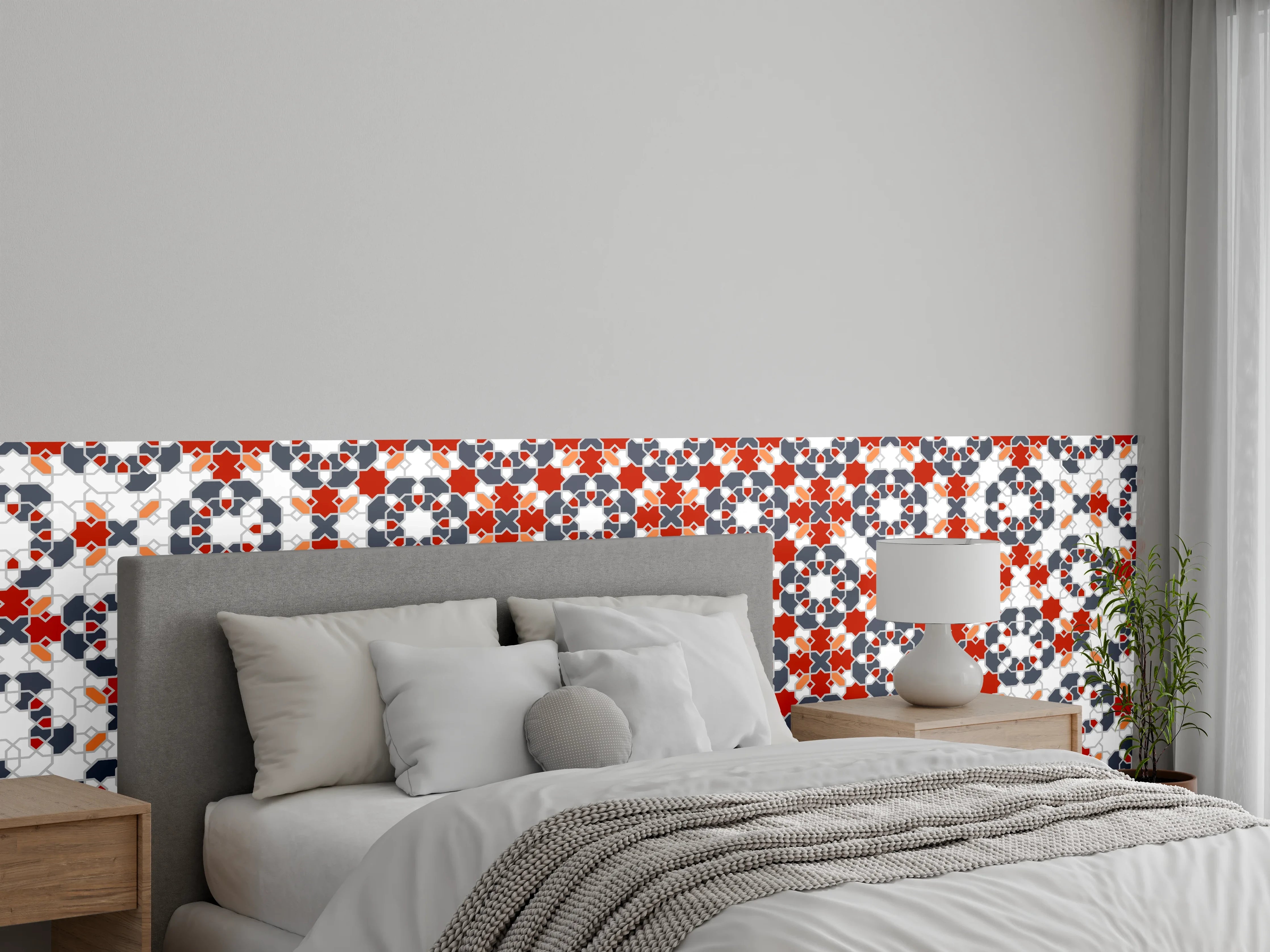 Wandverkleidung Schlafzimmer - Buntes Geometrie-Muster