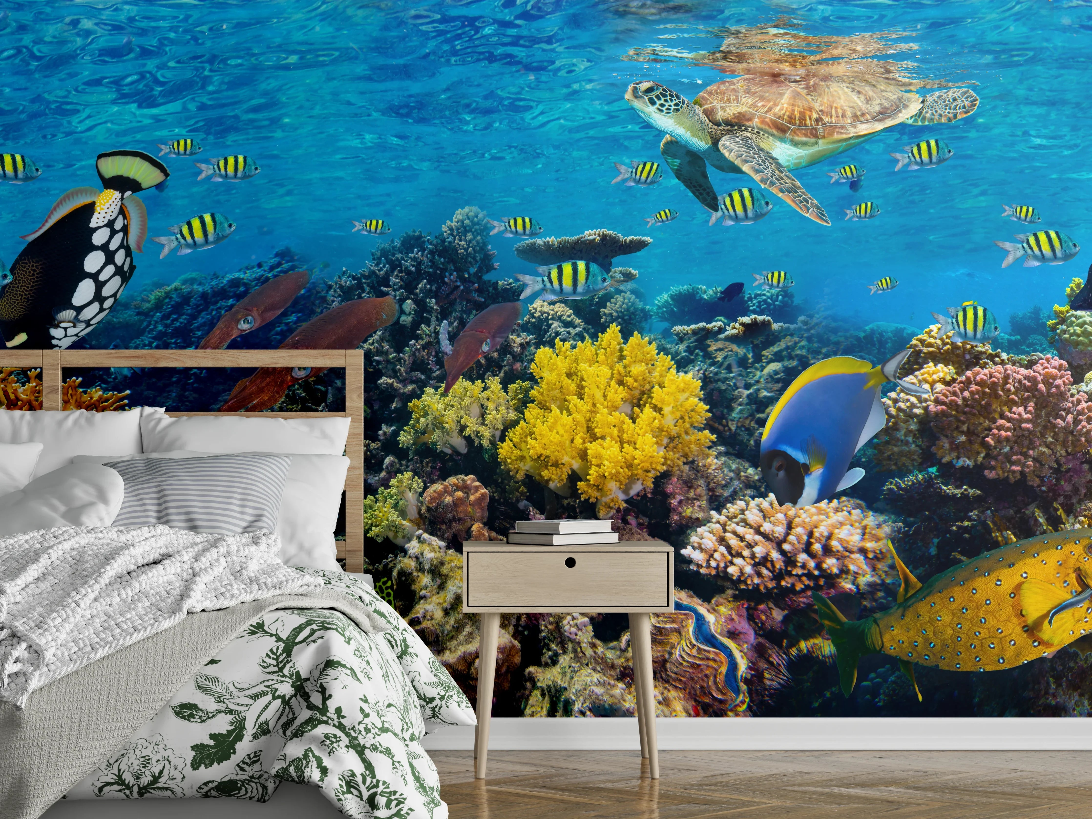 Wandverkleidung Schlafzimmer - Buntes Korallenriff Panorama