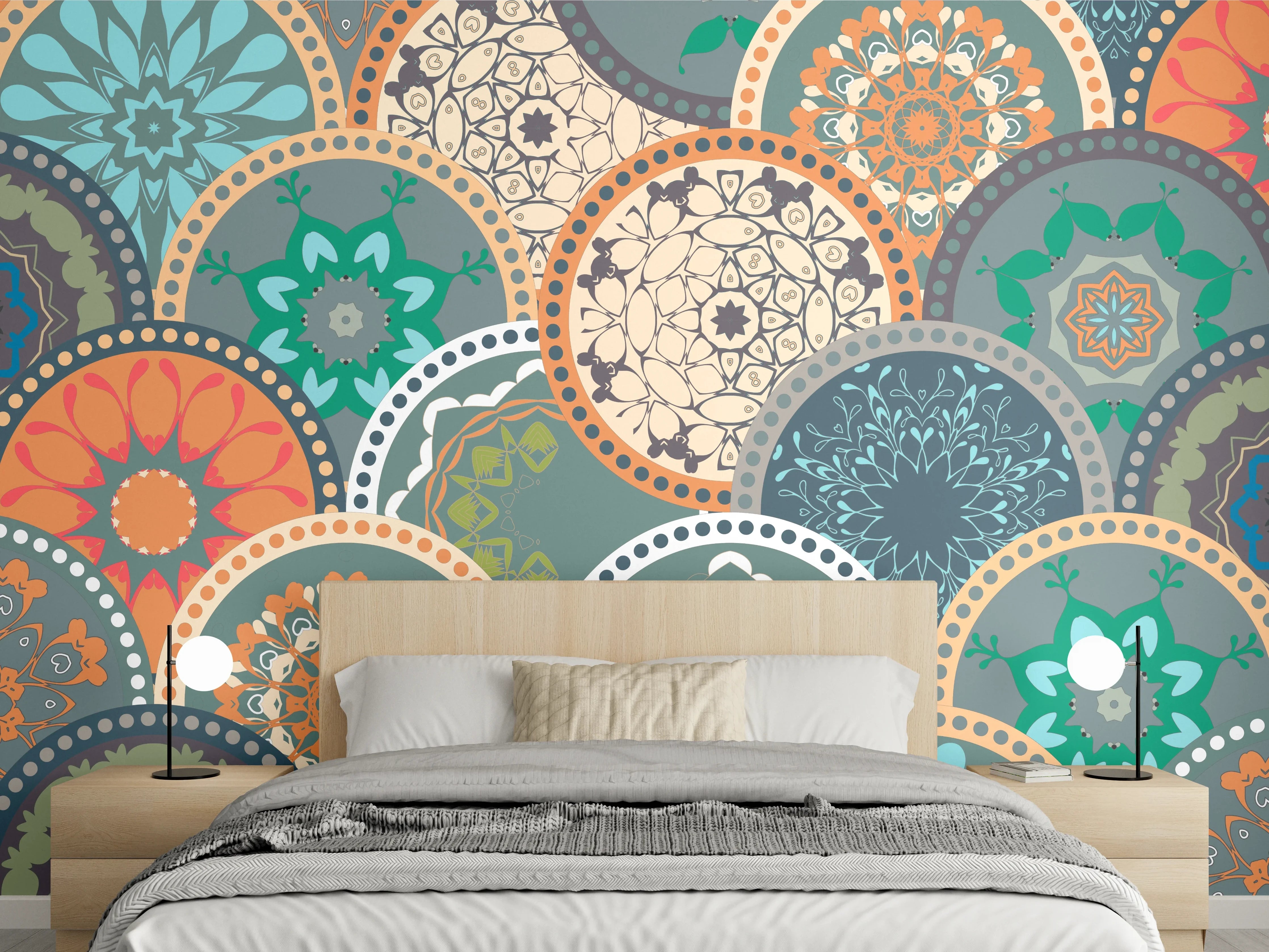 Wandverkleidung Schlafzimmer - Buntes Muster Mandala Design
