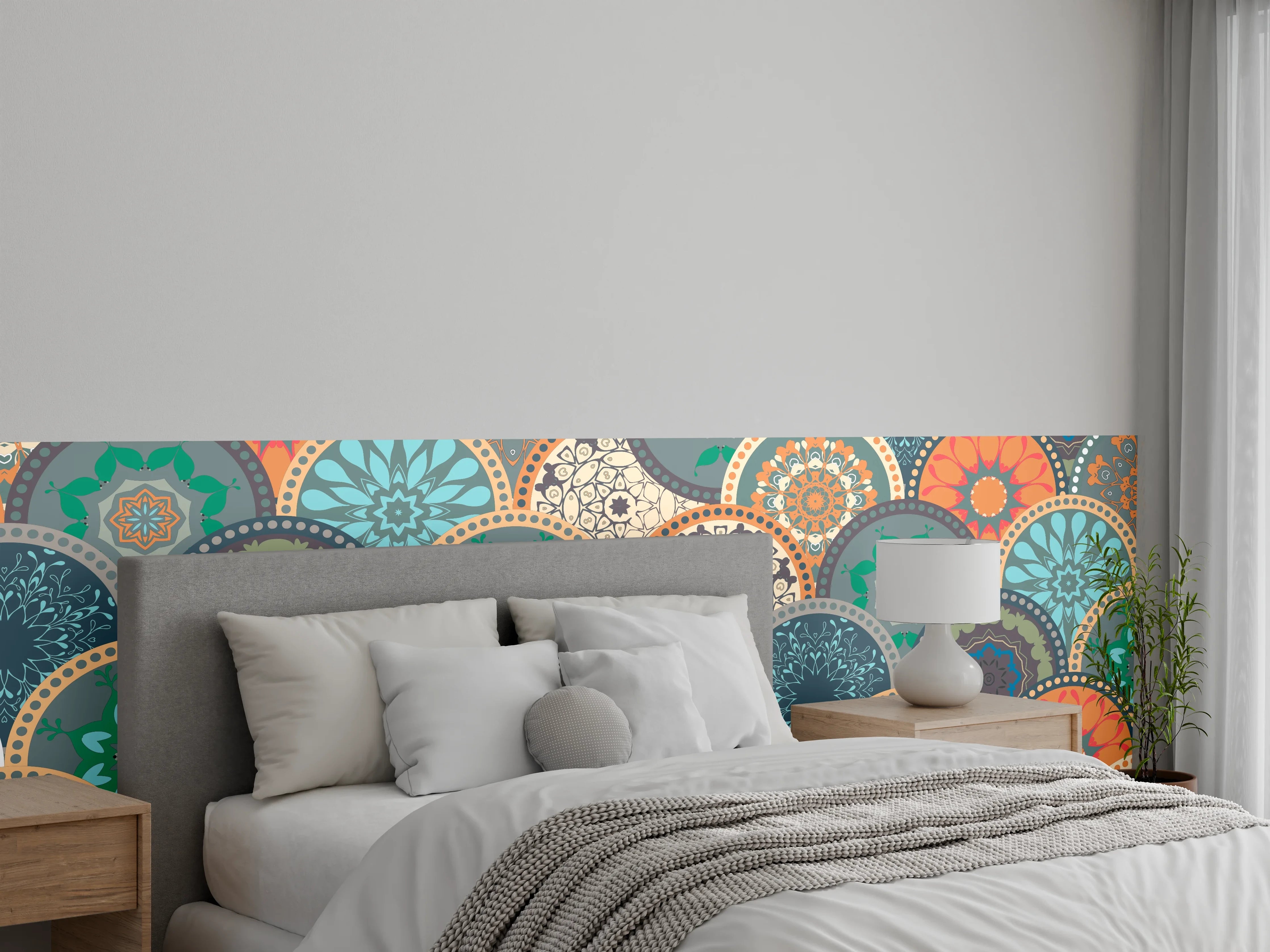 Wandverkleidung Schlafzimmer - Buntes Muster Mandala Design