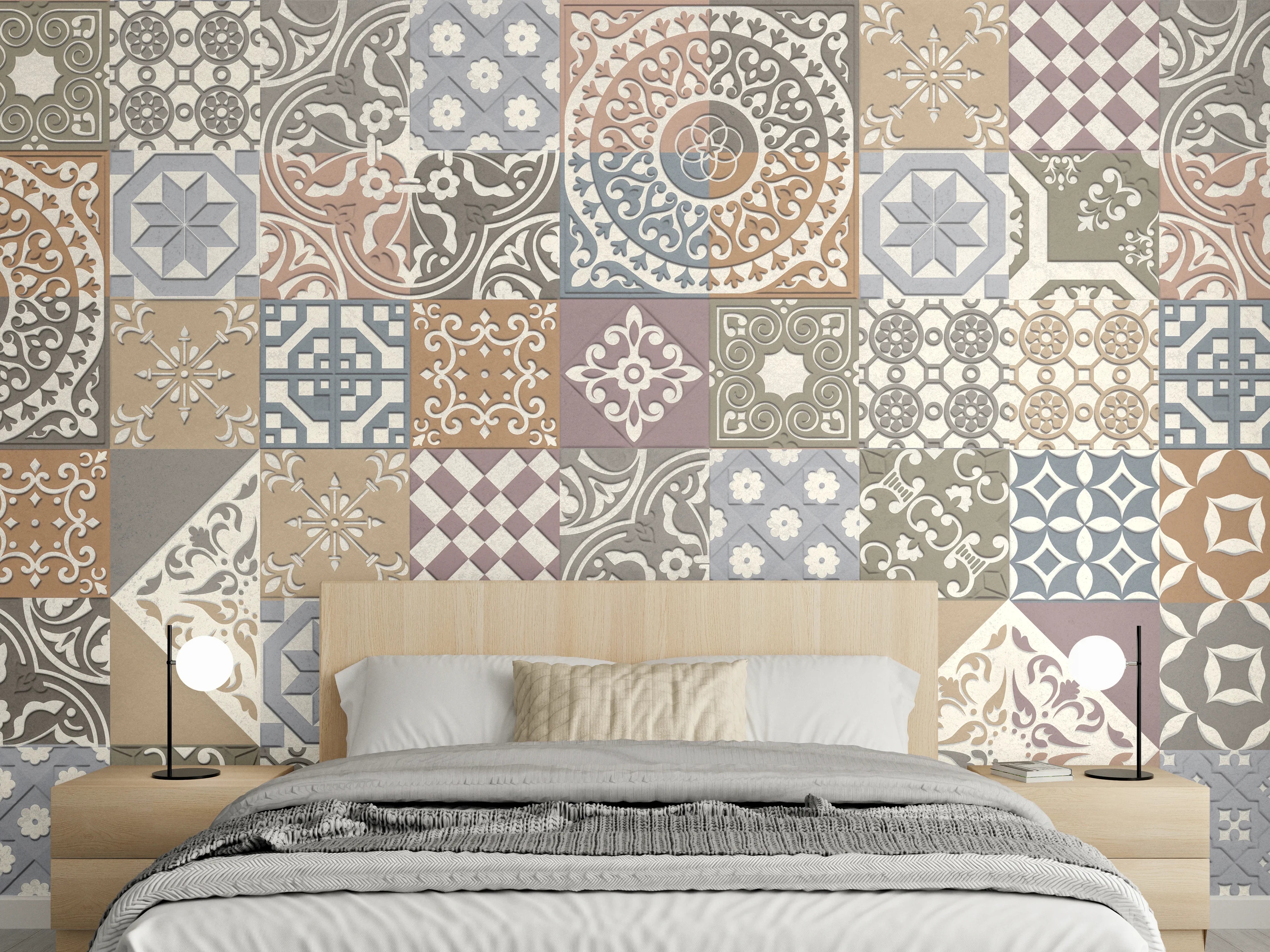 Wandverkleidung Schlafzimmer - Buntes portugiesisches Mosaik