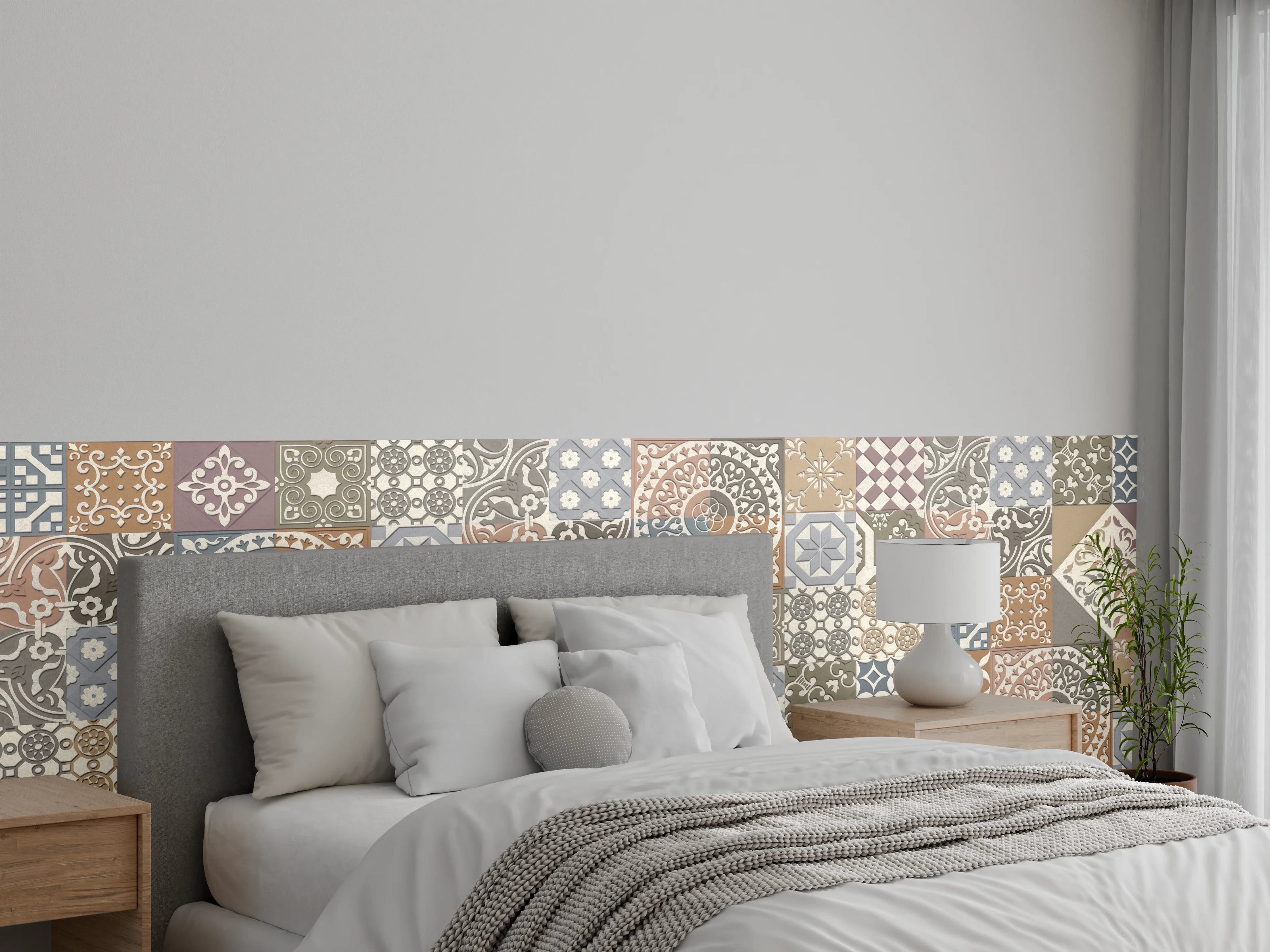 Wandverkleidung Schlafzimmer - Buntes portugiesisches Mosaik