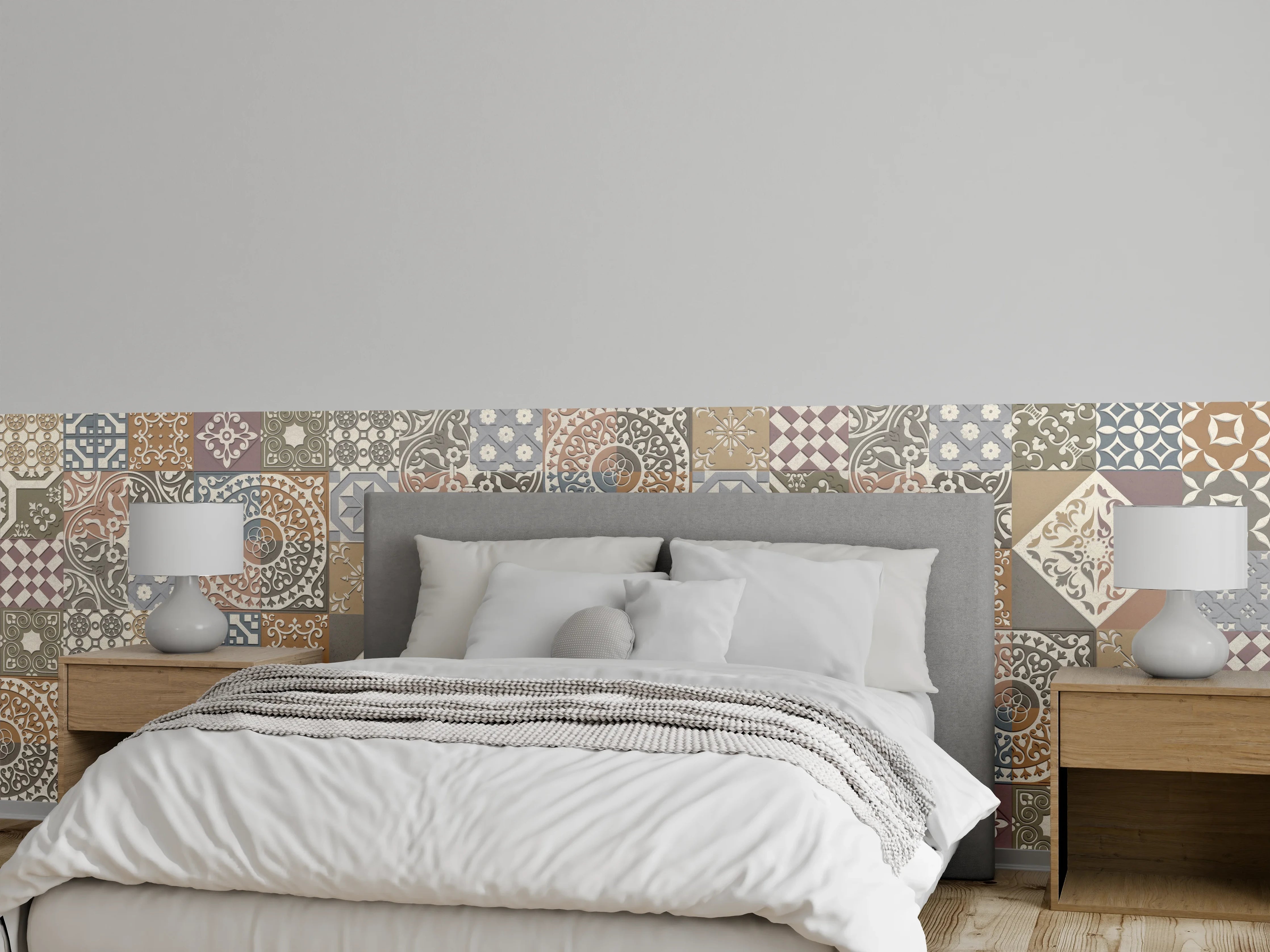 Wandverkleidung Schlafzimmer - Buntes portugiesisches Mosaik