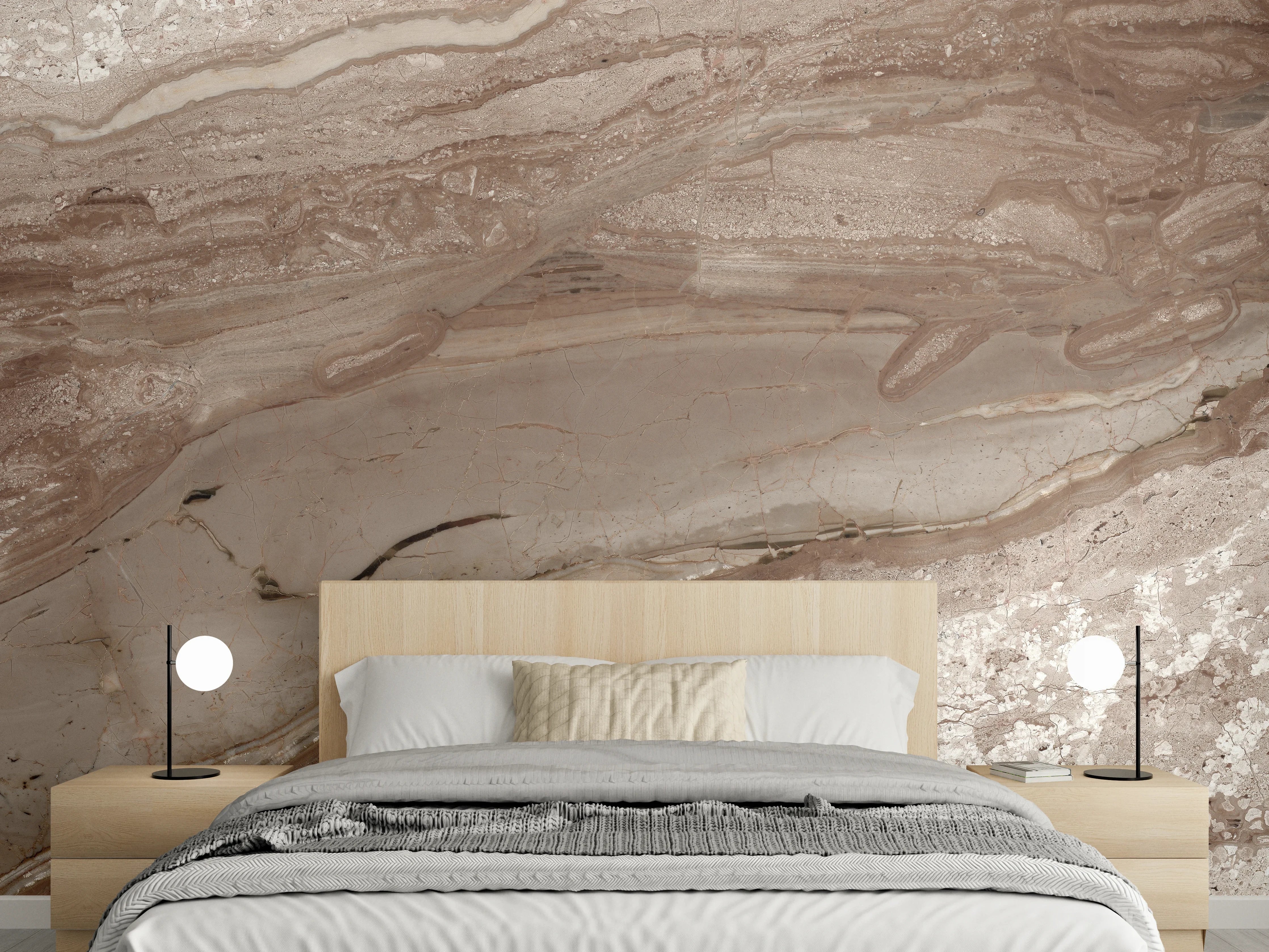 Wandverkleidung Schlafzimmer - Burgen-Optik in Erdtönen