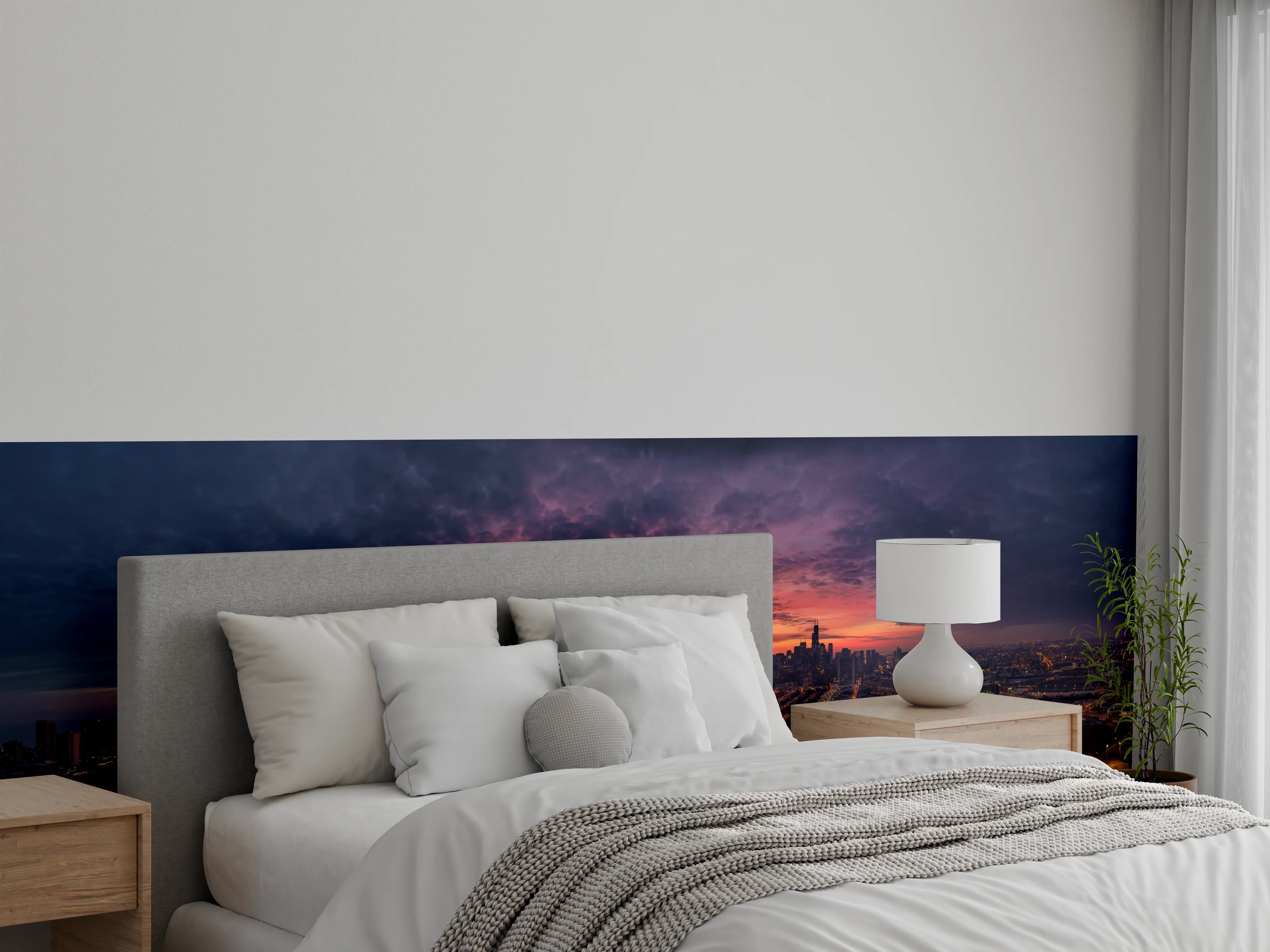 Wandverkleidung Schlafzimmer - Chicago Luftbildpanorama von Westen
