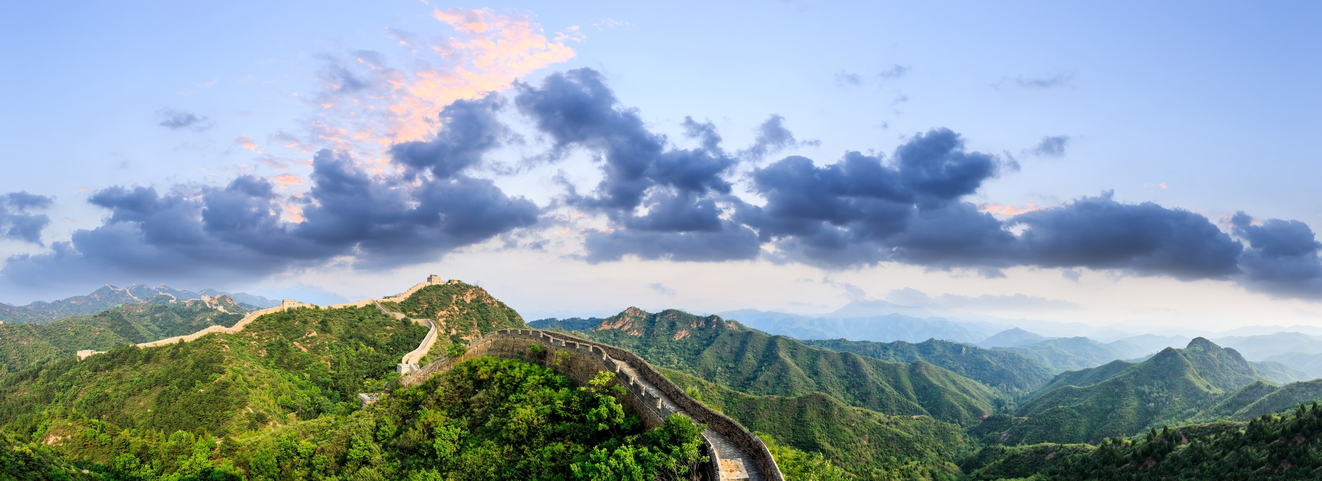 Wandverkleidung Schlafzimmer-Chinesische Mauer Panorama Grün-Blau