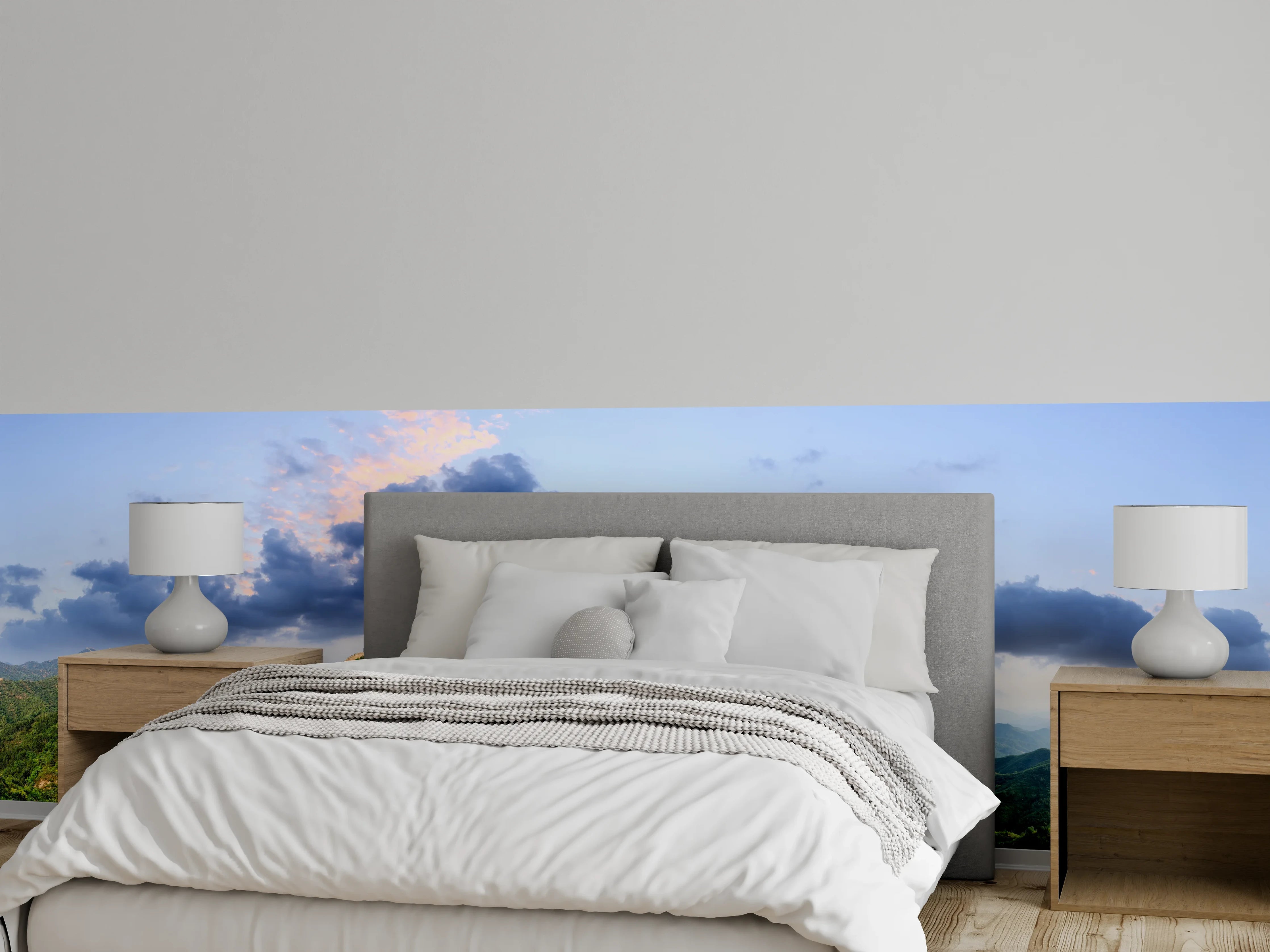 Wandverkleidung Schlafzimmer - Chinesische Mauer Panorama Grün-Blau