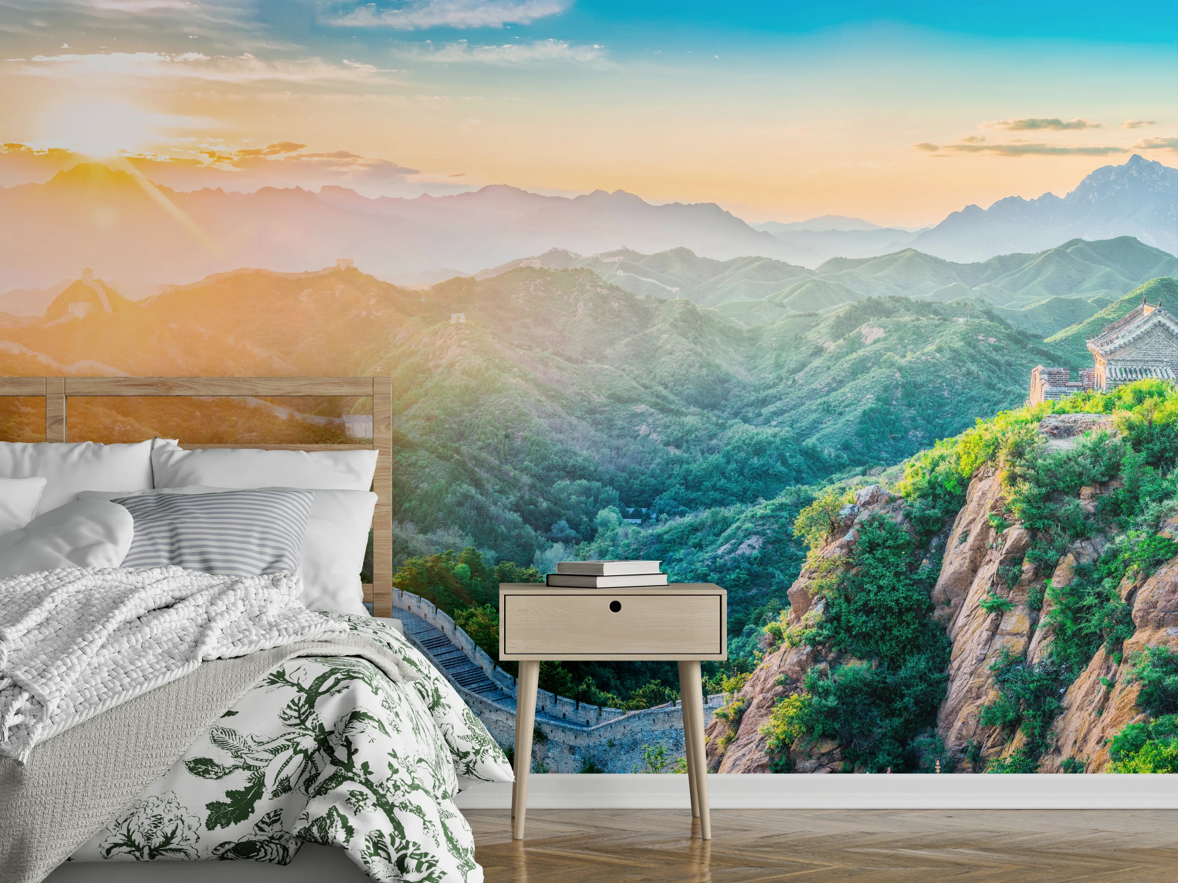 Wandverkleidung Schlafzimmer - Chinesische Mauer Panorama Sonnenaufgang